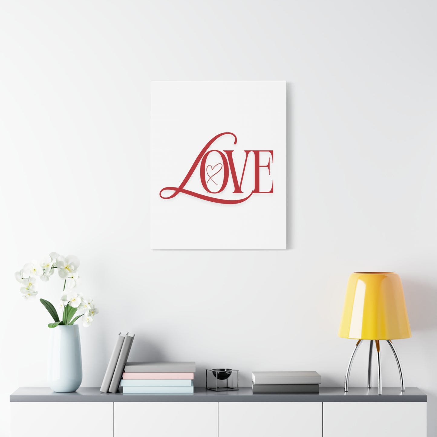Red Script LOVE with Heart Canvas