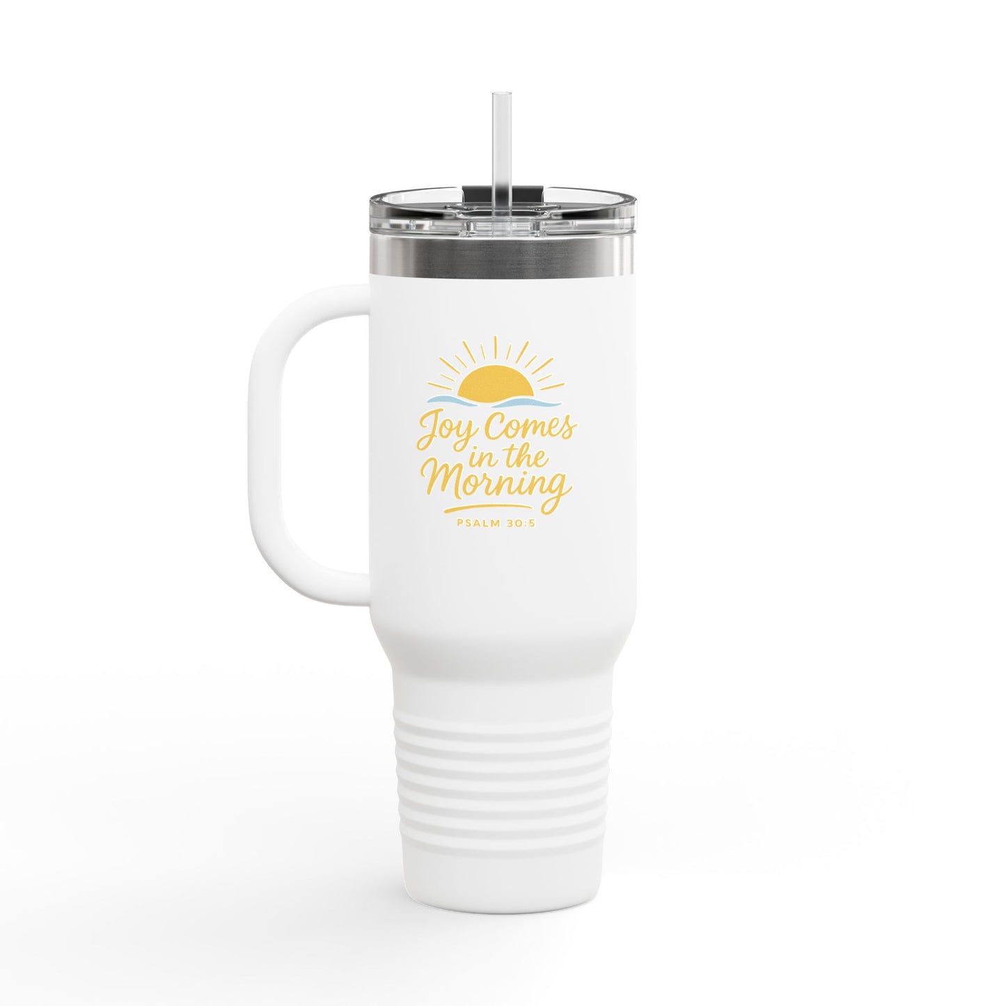 Joy Comes in the Morning Travel Mug | 40oz Insulated Coffee Cup, Stainless Steel Tumbler, Gift for Coffee Lovers, Morning Routine