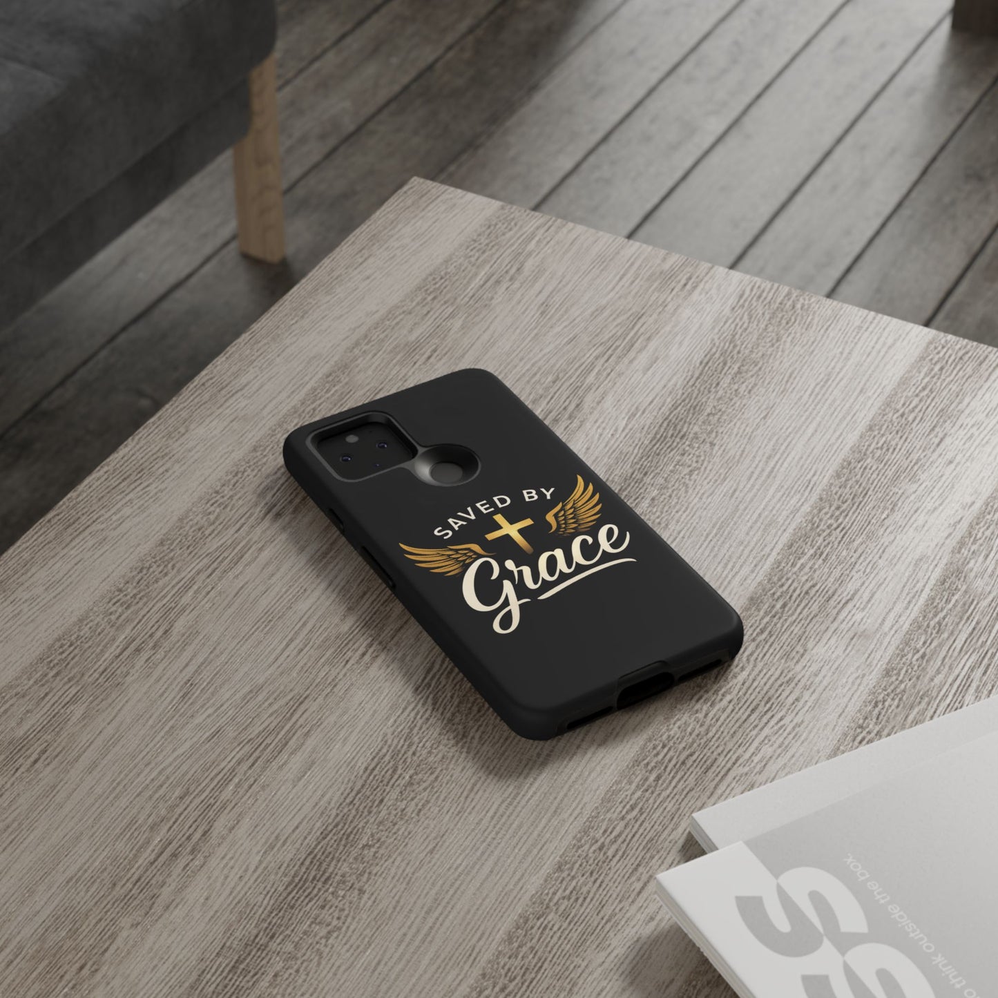 Christian Phone Case - Saved by Grace Design, Unique Gift for Believers, Inspirational Accessory, Stylish Christian Decor