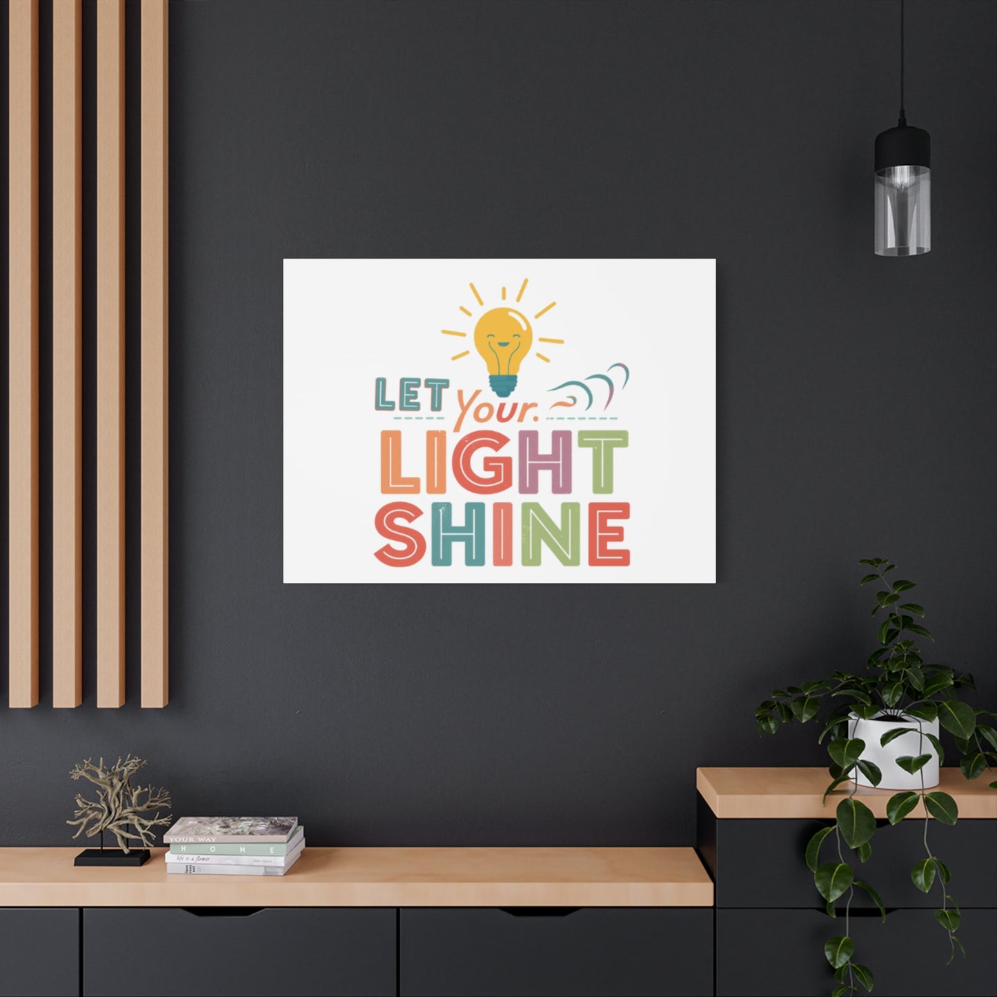 Let Your Light Shine Canvas Print | Smiling Lightbulb Wall Art