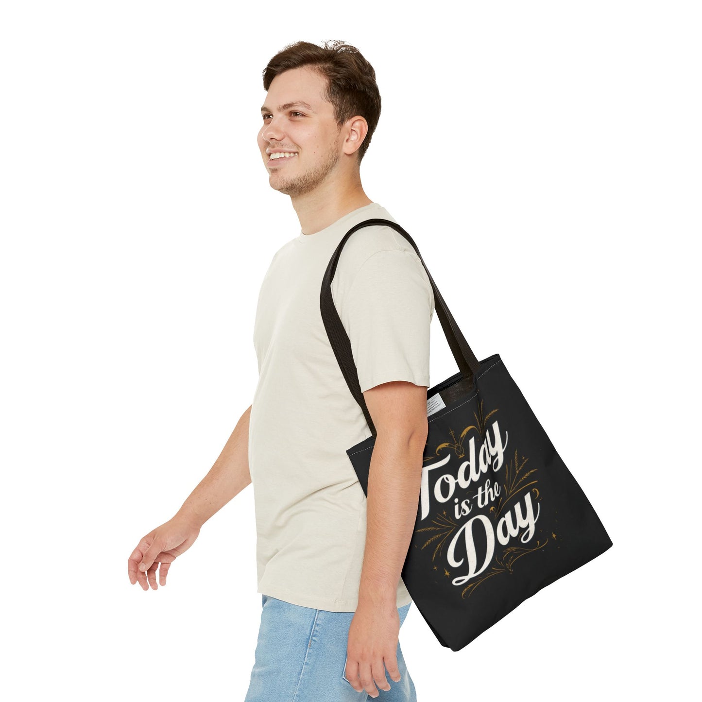 Today Is the Day tote bag | Hand-lettered script, charcoal motivational design
