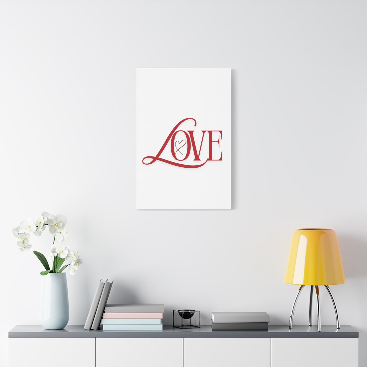 Red Script LOVE with Heart Canvas