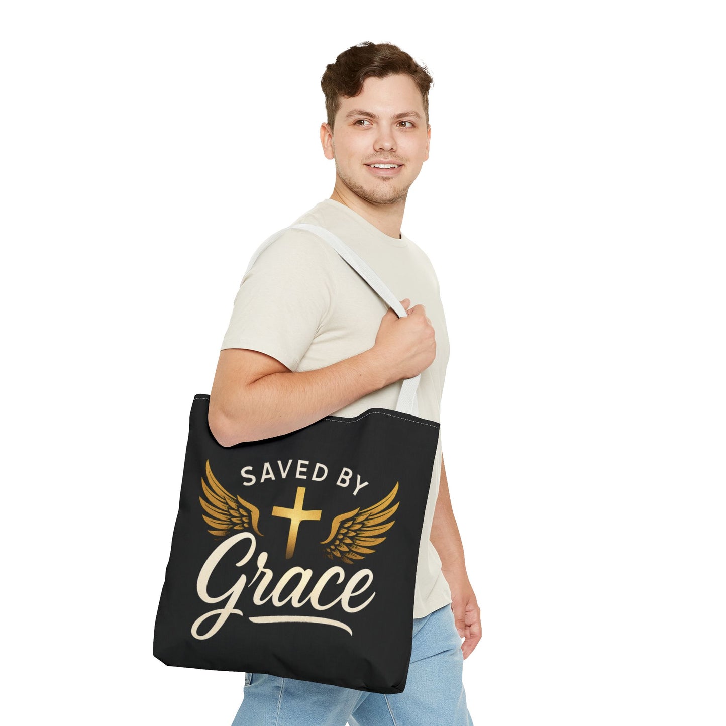 Saved by Grace Tote Bag | Inspirational Christian Gift for Faith, Spiritual Journey, Church Events, Everyday Use, Stylish Carryall