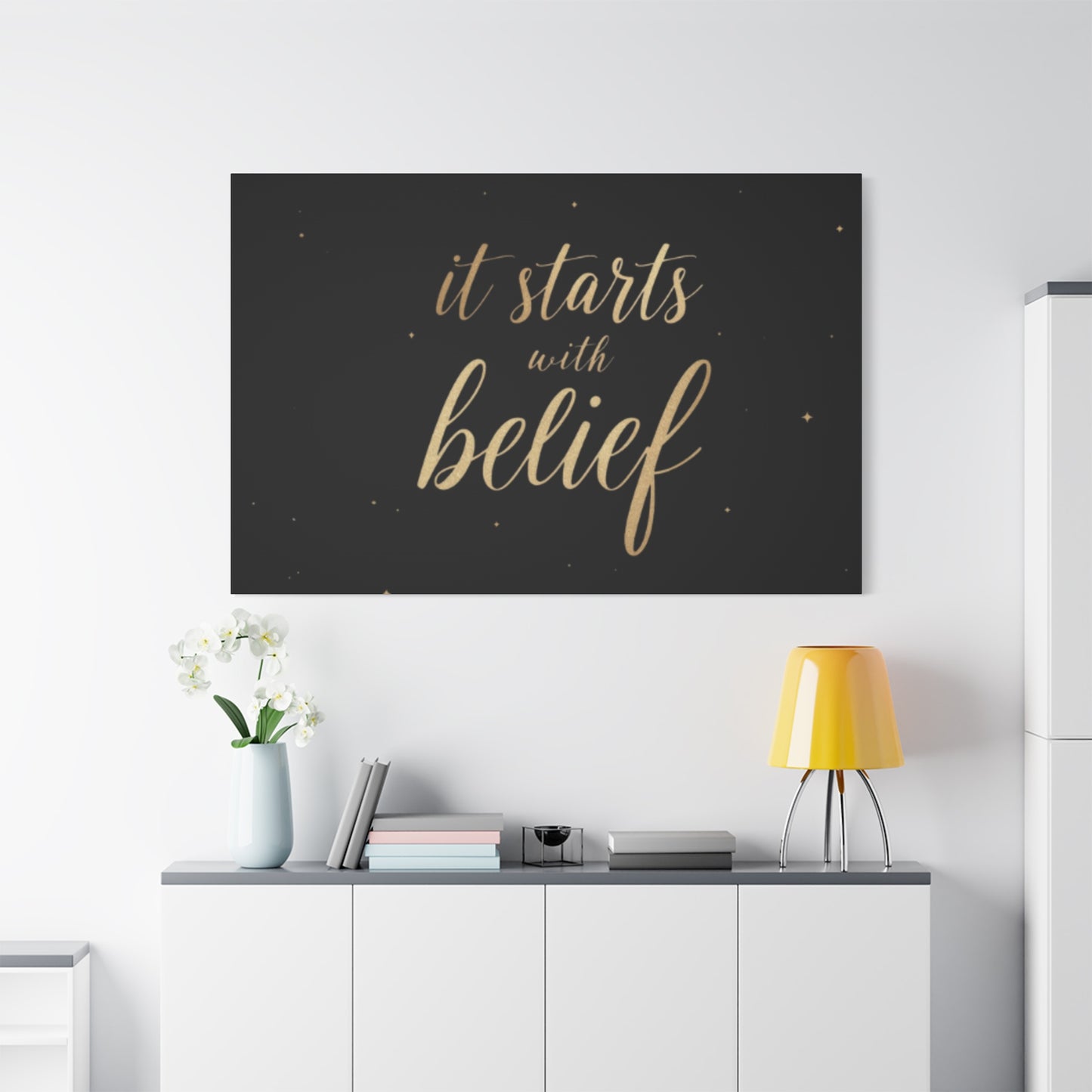 It Starts With Belief Canvas | Inspirational Wall Art, Matte Stretched Canvas