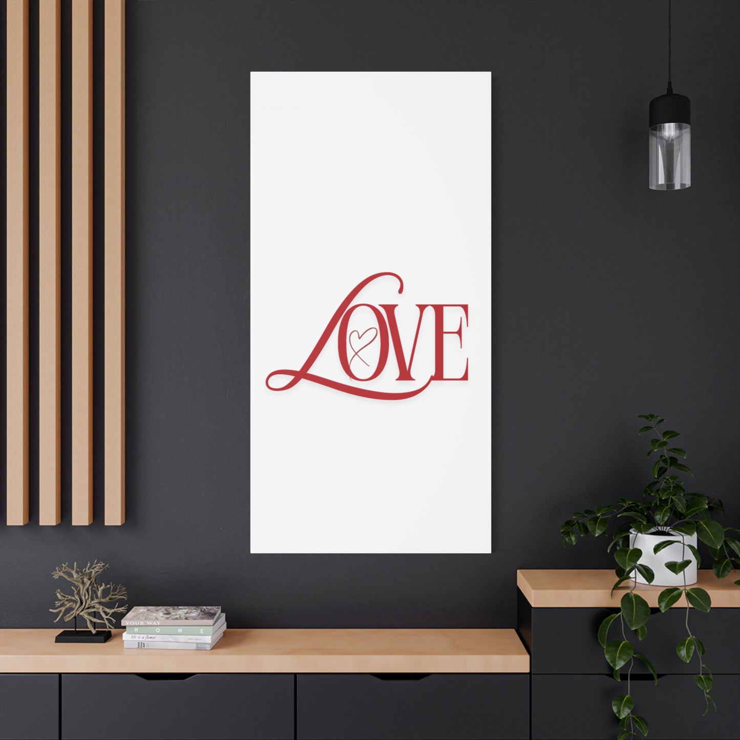Red Script LOVE with Heart Canvas