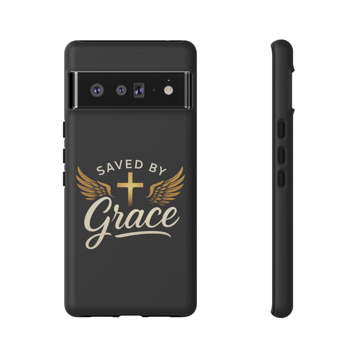 Christian Phone Case - Saved by Grace Design, Unique Gift for Believers, Inspirational Accessory, Stylish Christian Decor