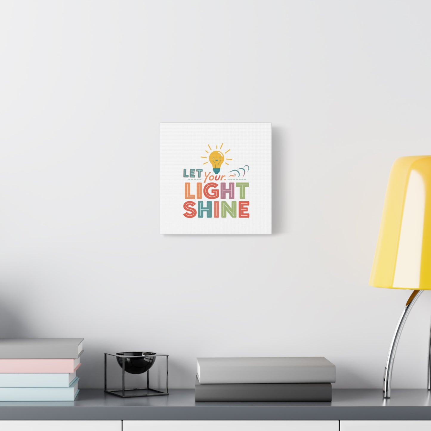 Let Your Light Shine Canvas Print | Smiling Lightbulb Wall Art