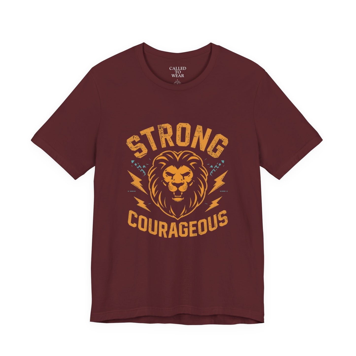 Strong Courageous Lion Tee | Vintage Lion Head, Motivational Graphic