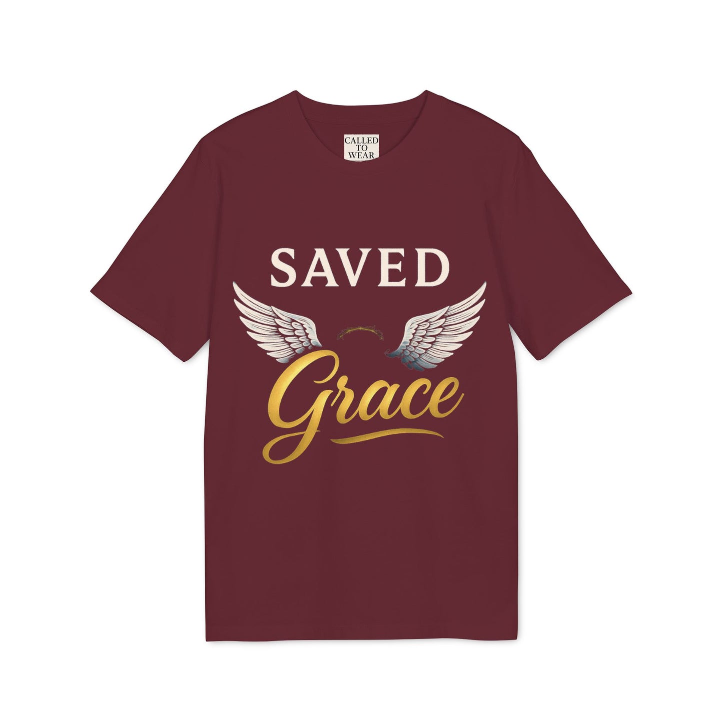 Faith Graphic T-Shirt - Saved Grace with Wings - Christian Gift