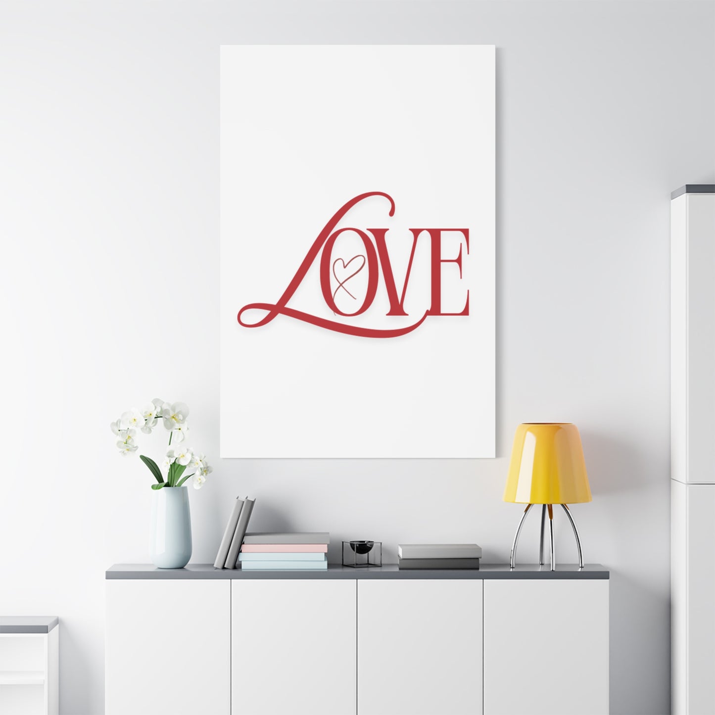 Red Script LOVE with Heart Canvas