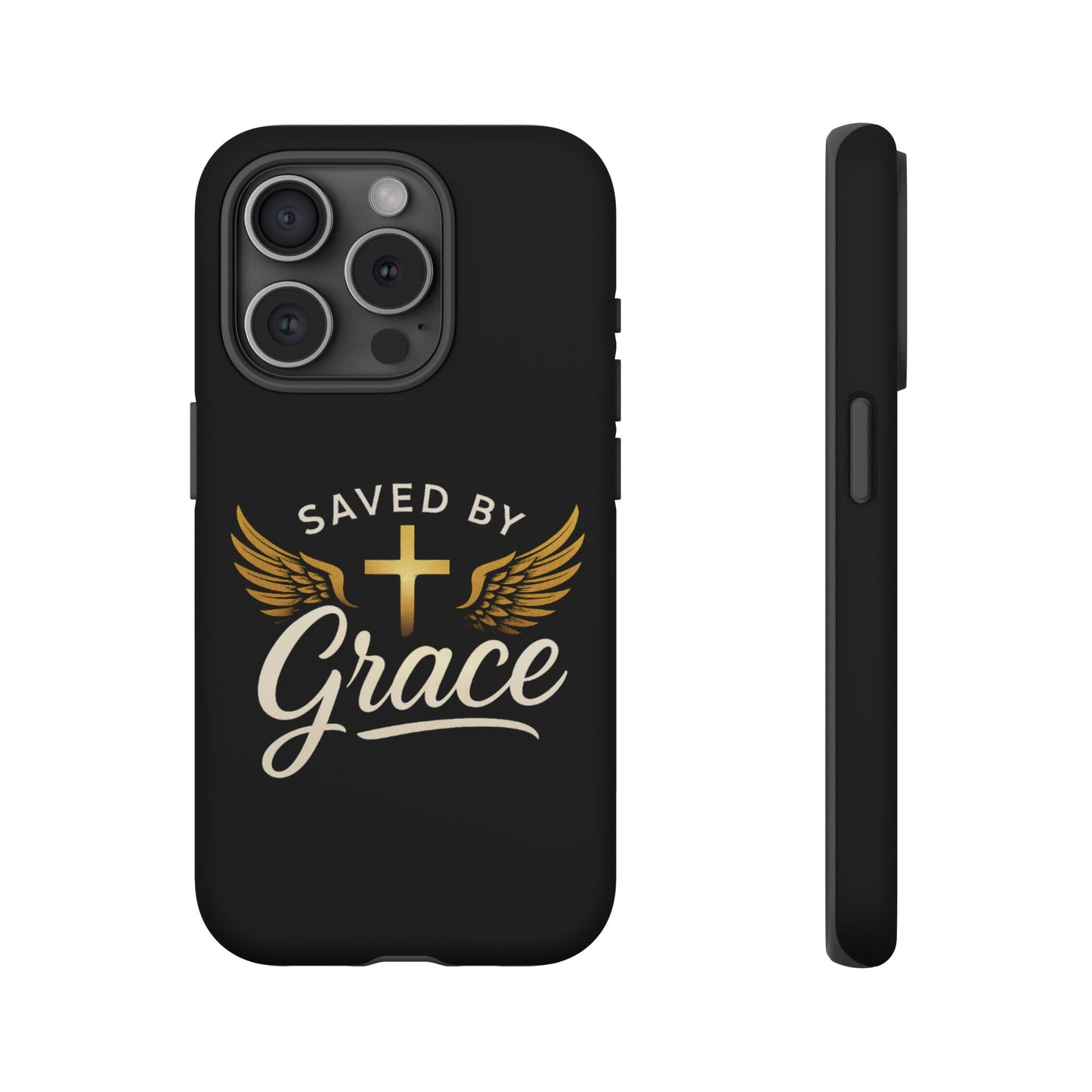Christian Phone Case - Saved by Grace Design, Unique Gift for Believers, Inspirational Accessory, Stylish Christian Decor