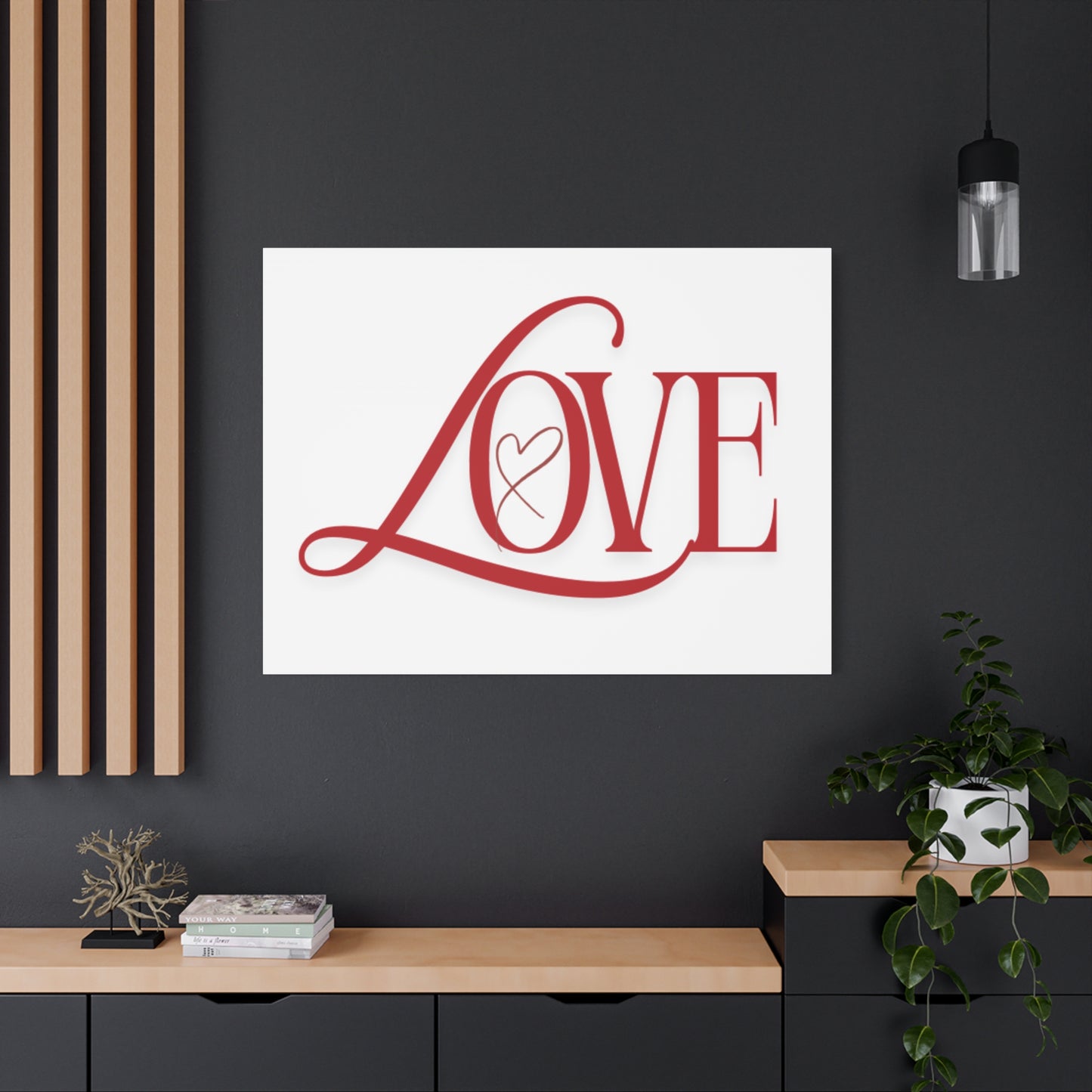 Red Script LOVE with Heart Canvas
