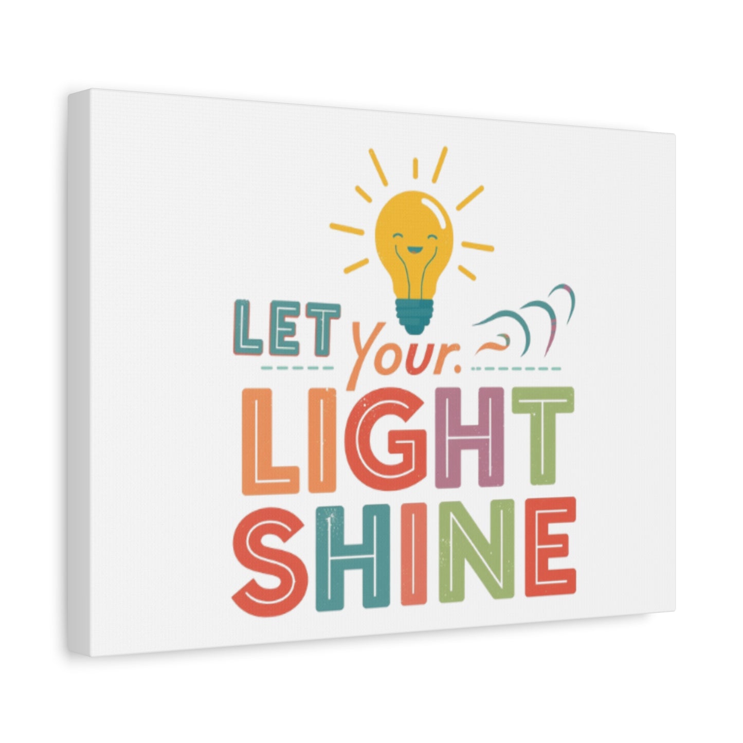 Let Your Light Shine Canvas Print | Smiling Lightbulb Wall Art
