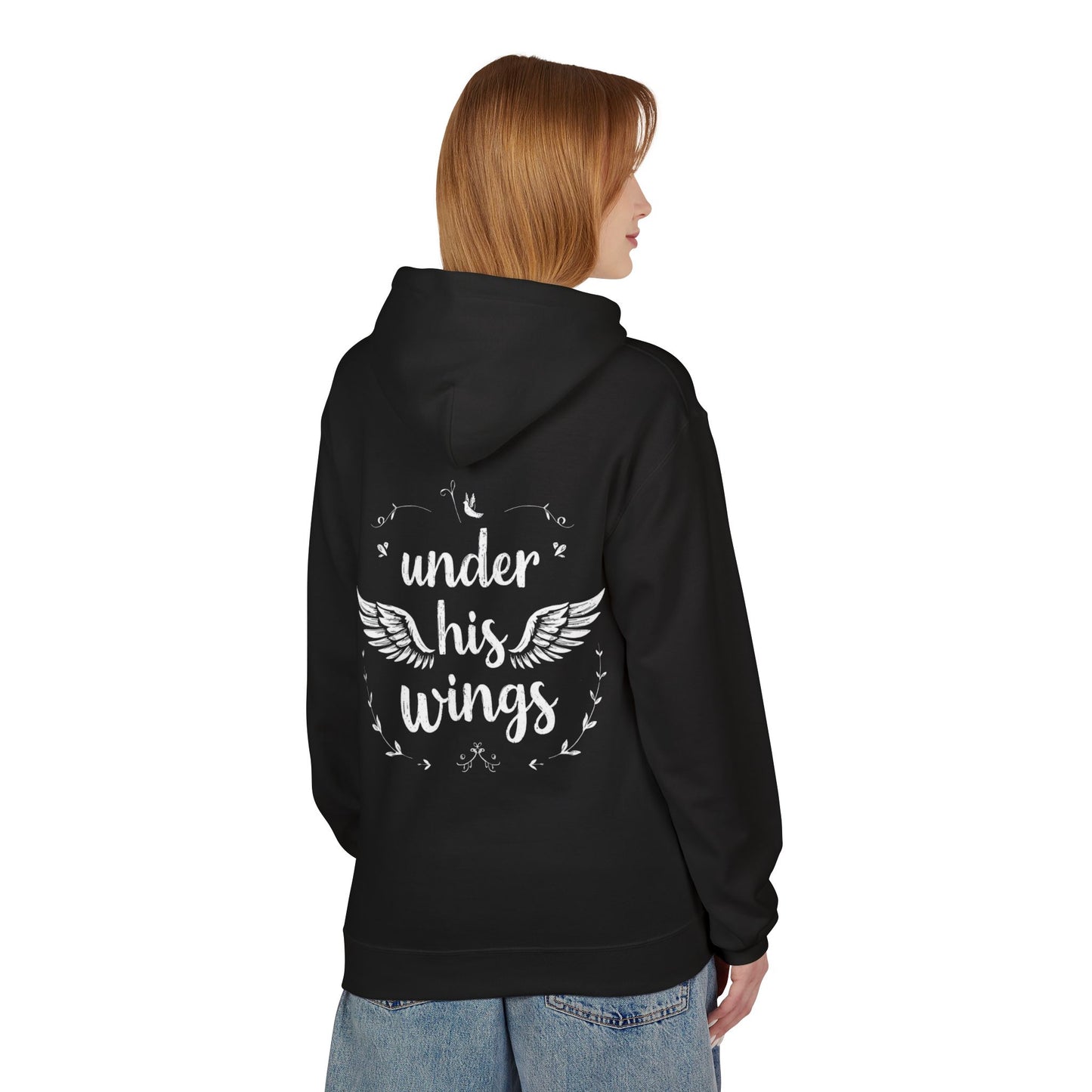 Under His Wings Hoodie | Christian Faith Wings Design