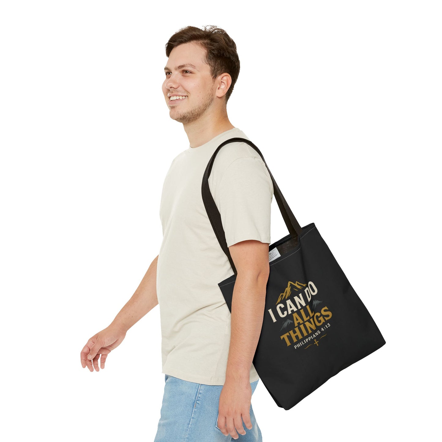Inspirational Tote Bag with Philippians 4:13 - Motivational Gift for Encouragement, Faith, Bible Quotes, Everyday Use, Church