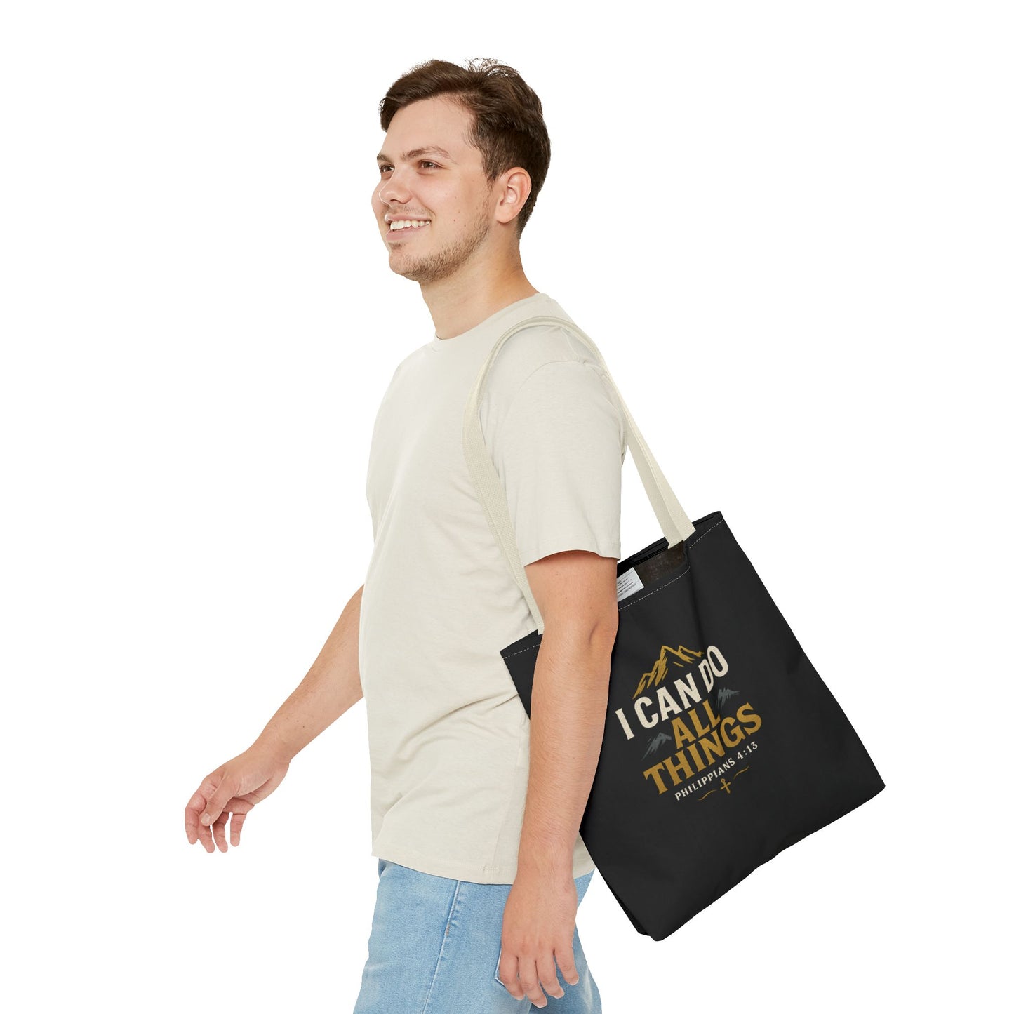 Inspirational Tote Bag with Philippians 4:13 - Motivational Gift for Encouragement, Faith, Bible Quotes, Everyday Use, Church