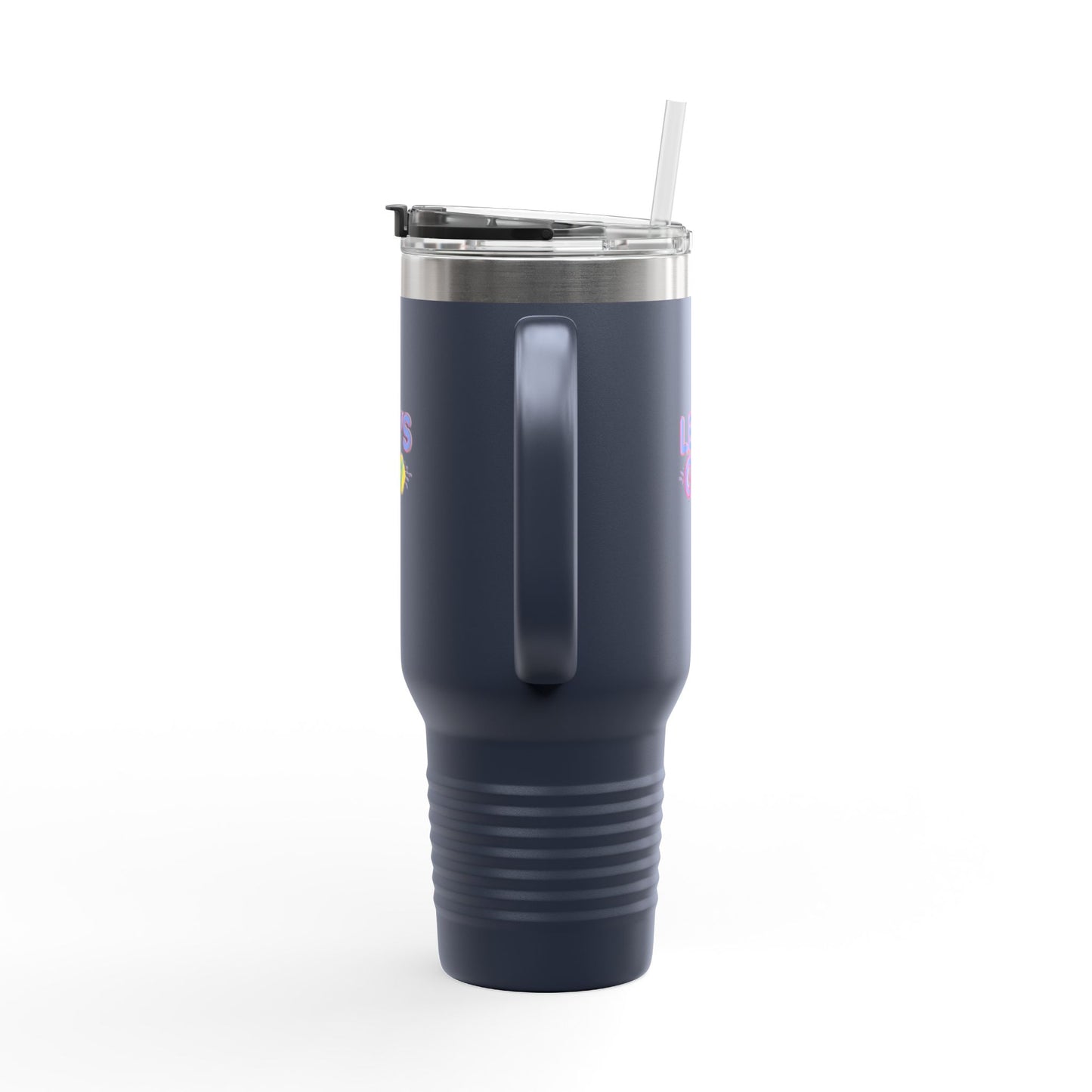 Colorful UV-DTF Artwork 40oz Insulated Travel Mug | Stainless Steel, Leak-Resistant