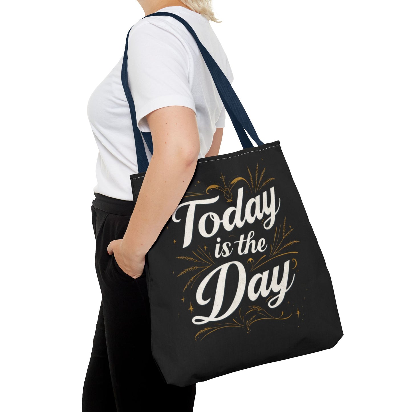 Today Is the Day tote bag | Hand-lettered script, charcoal motivational design