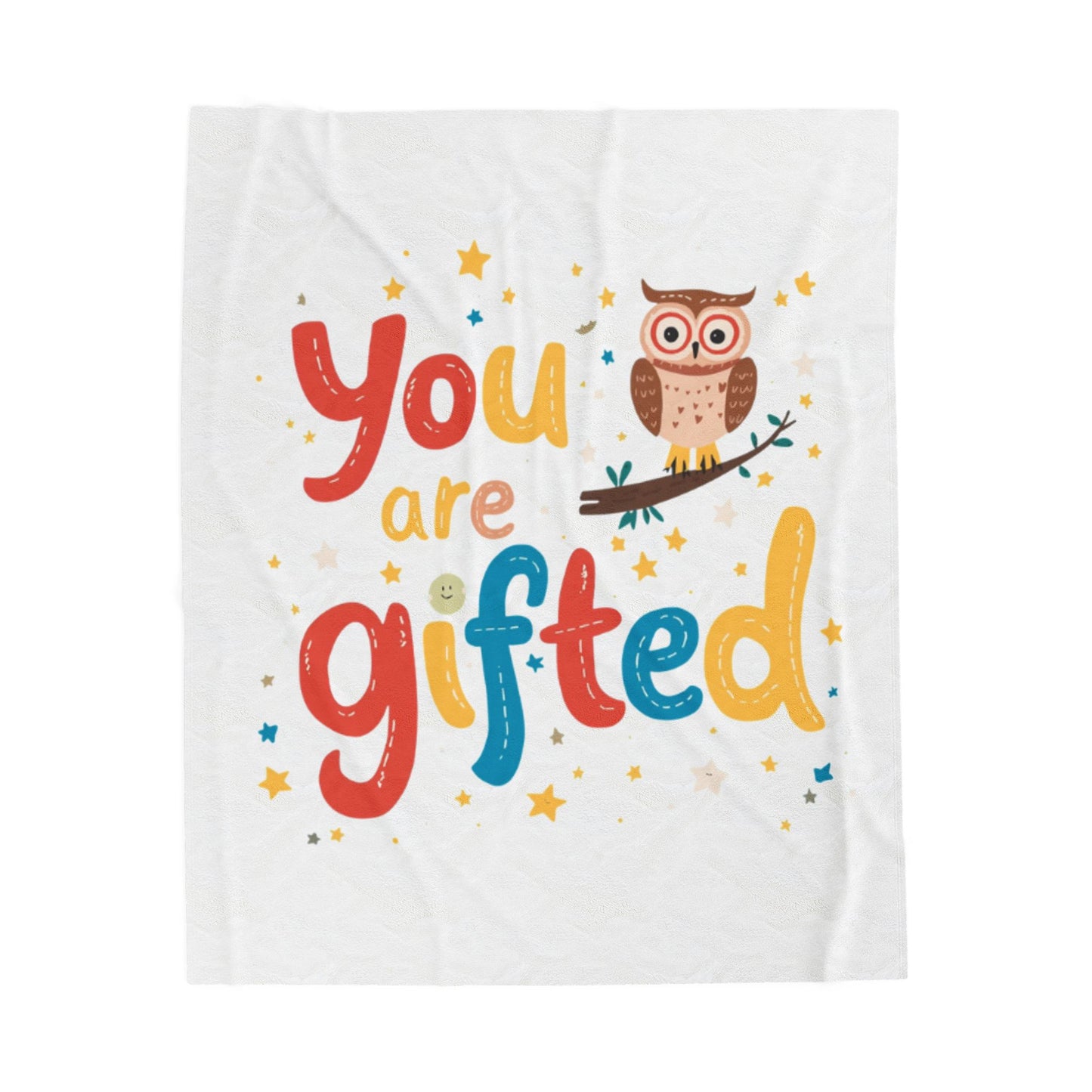 You Are Gifted Velveteen Plush Blanket | Owl Typography Kids Blanket