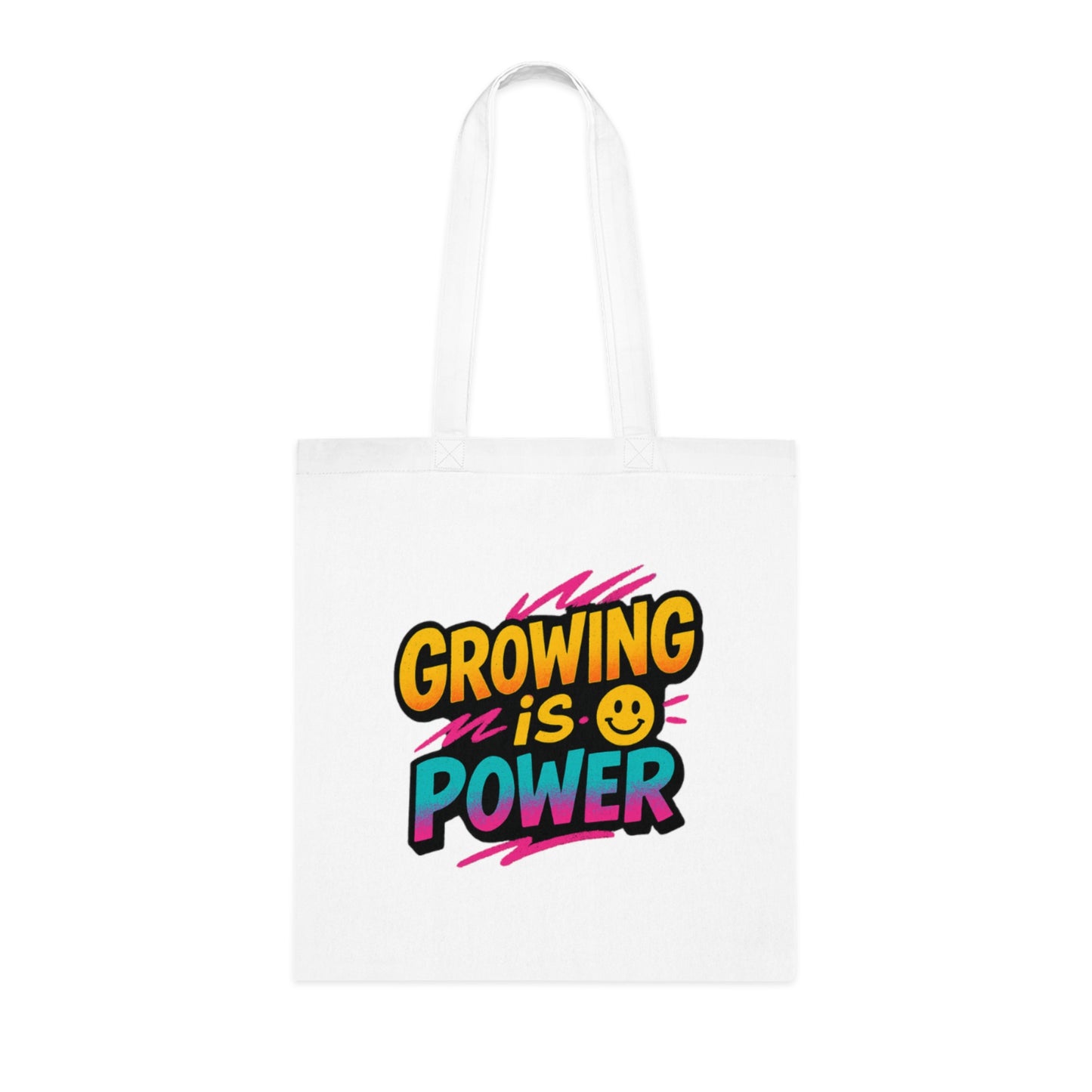 Empowering Cotton Tote Bag - "Growing is Power" - Eco-Friendly, Reusable, Gift for Students, Motivational, Everyday Use