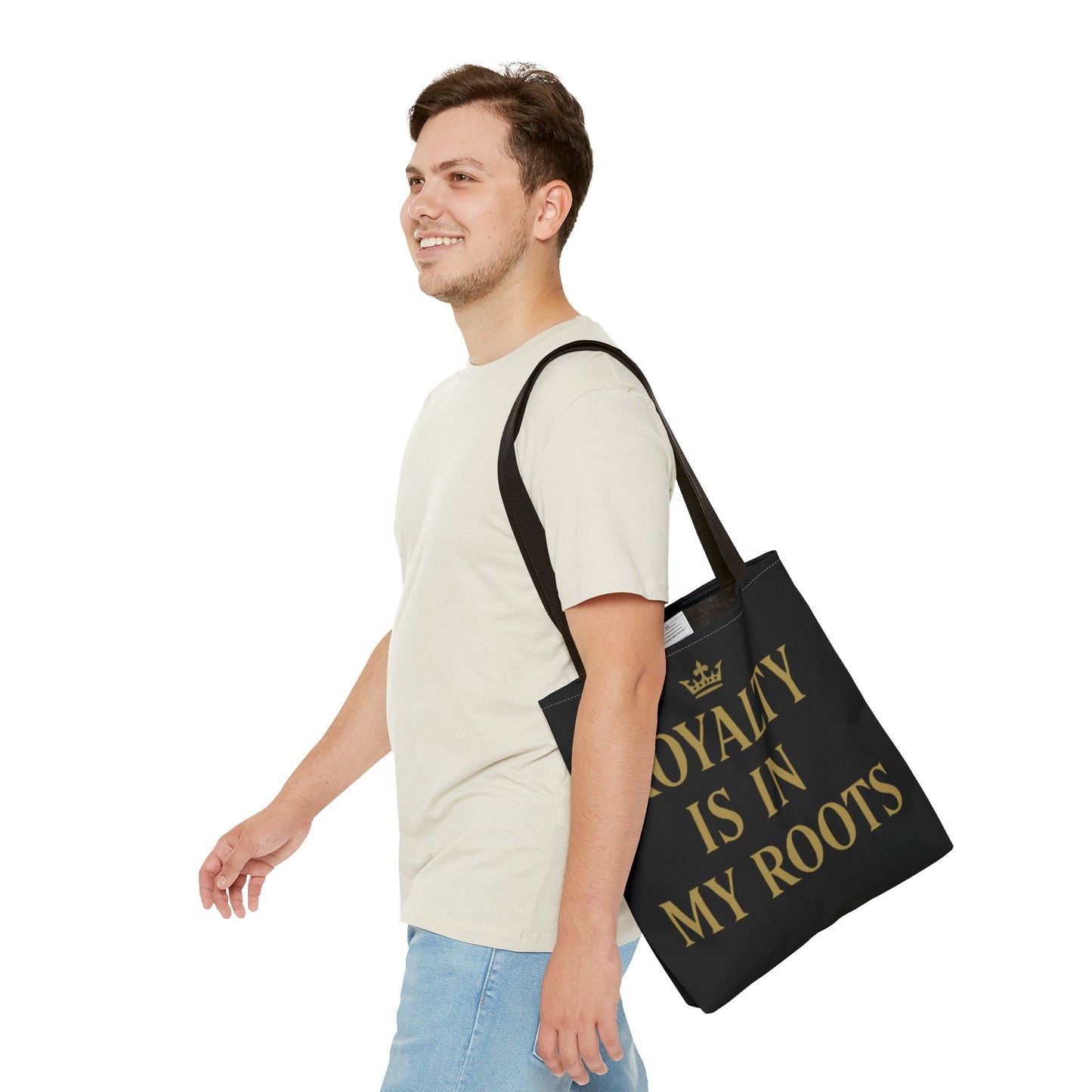 Royalty Is in My Roots Tote Bag - Stylish Eco-Friendly Carryall, Perfect Gift for Her, Black Gold Design, Daily Use, Travel Bag