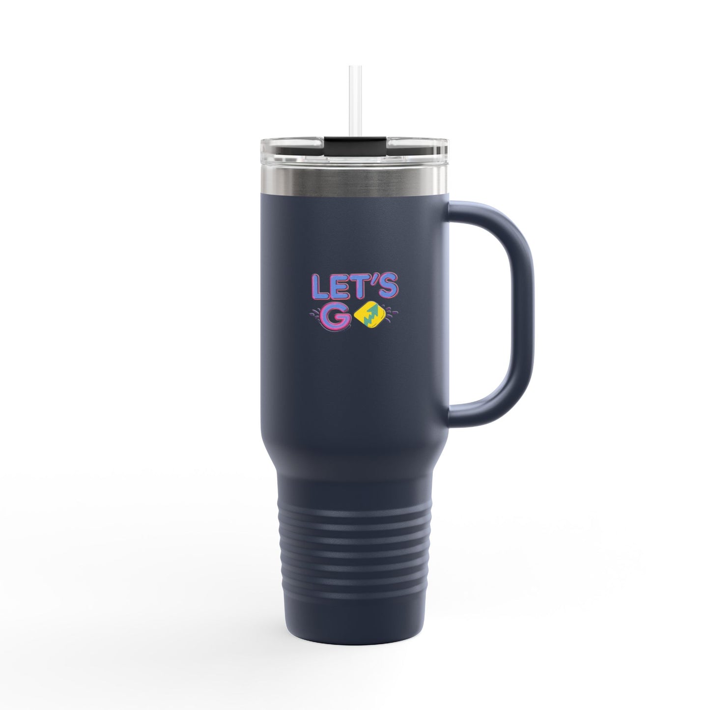 Colorful UV-DTF Artwork 40oz Insulated Travel Mug | Stainless Steel, Leak-Resistant
