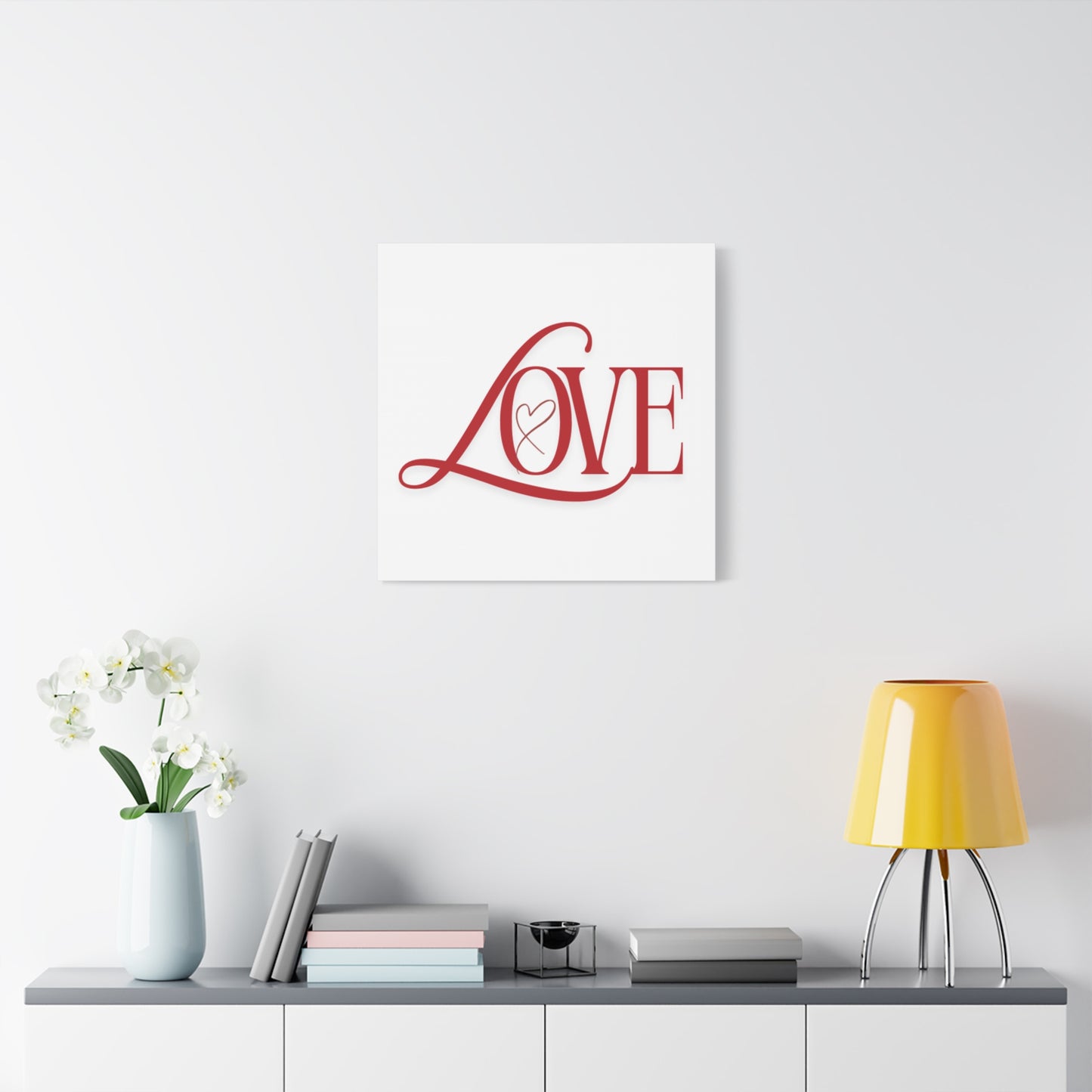 Red Script LOVE with Heart Canvas