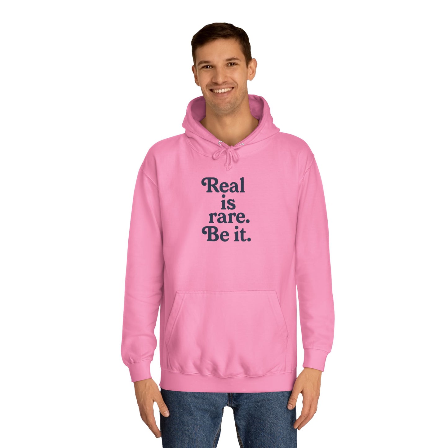 Real is Rare Unisex College Hoodie | Motivational Casual Wear, Gift for Students, Trendy Comfort
