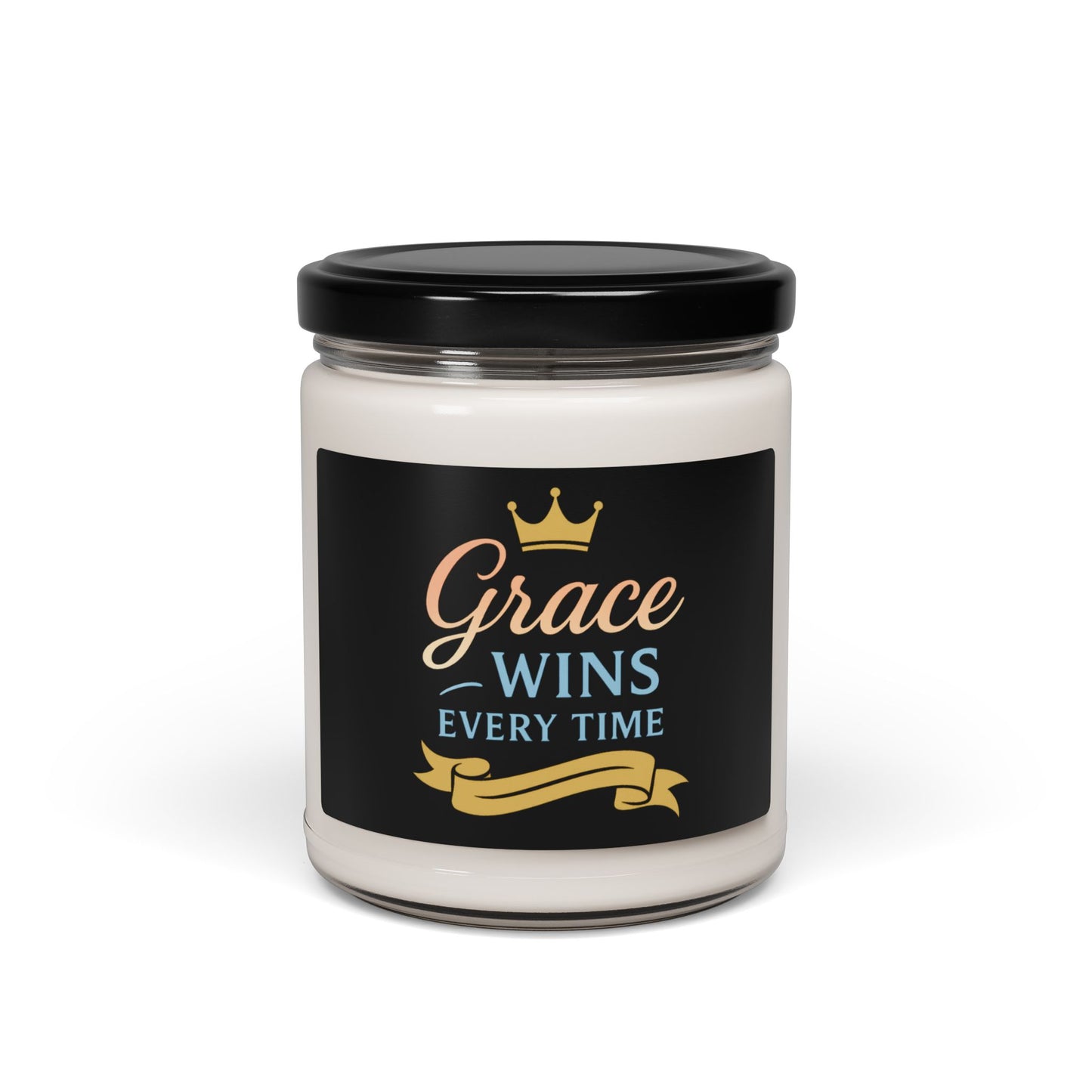 Motivational Scented Soy Candle | "Grace Wins Every Time" | Inspirational Gift for Home Decor, Relaxation, Self-Care, Positive Vibes