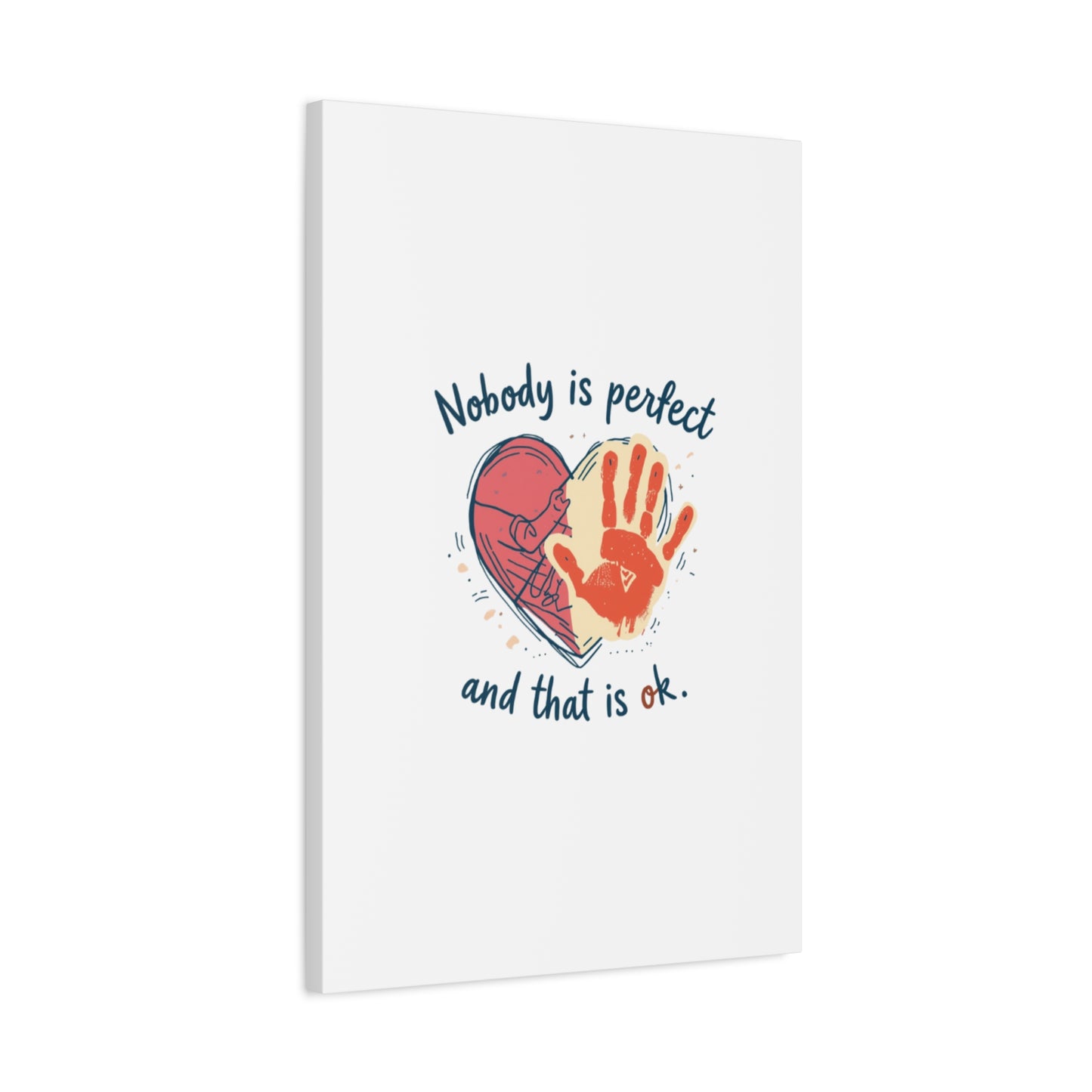 Nobody Is Perfect Heart with Handprint Canvas