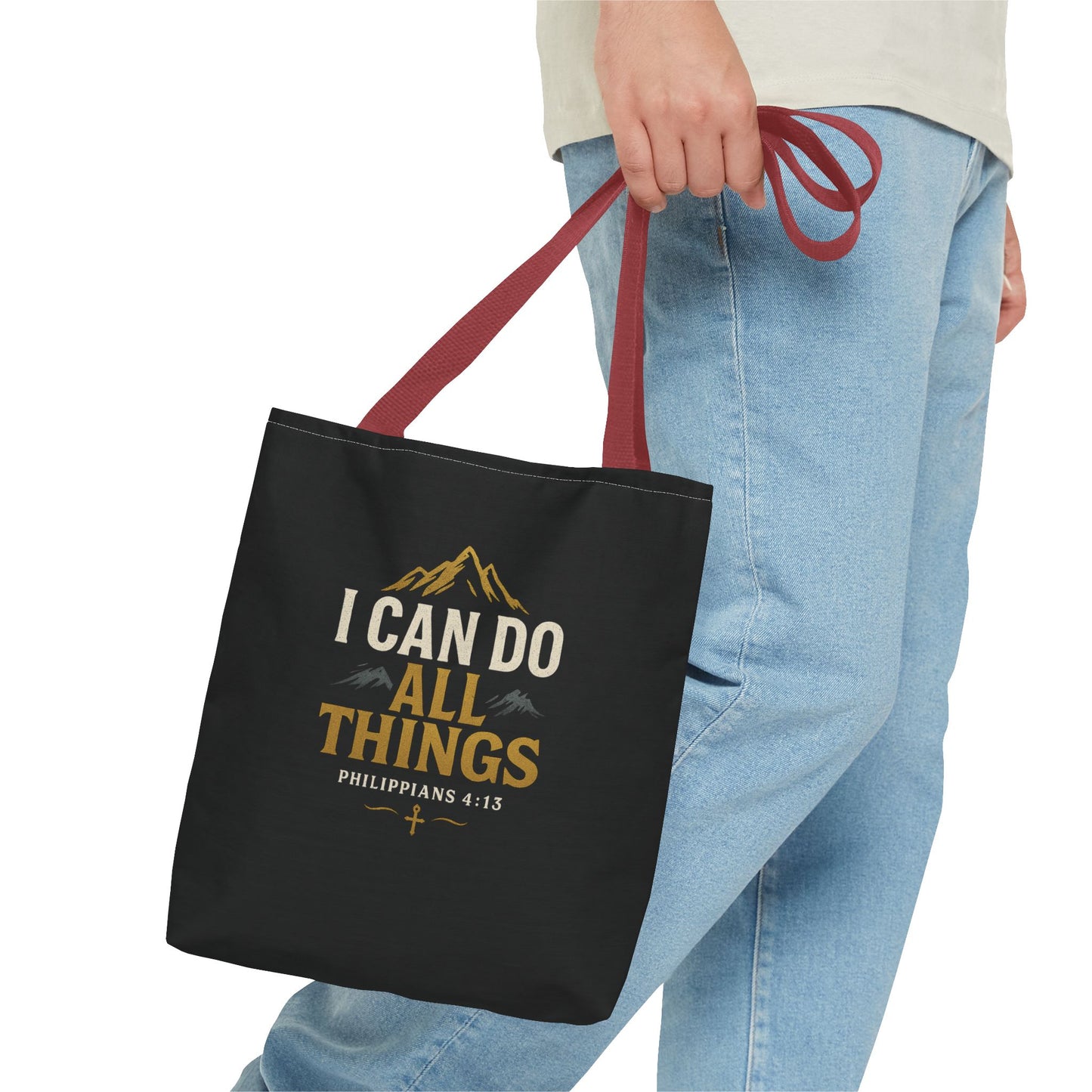 Inspirational Tote Bag with Philippians 4:13 - Motivational Gift for Encouragement, Faith, Bible Quotes, Everyday Use, Church