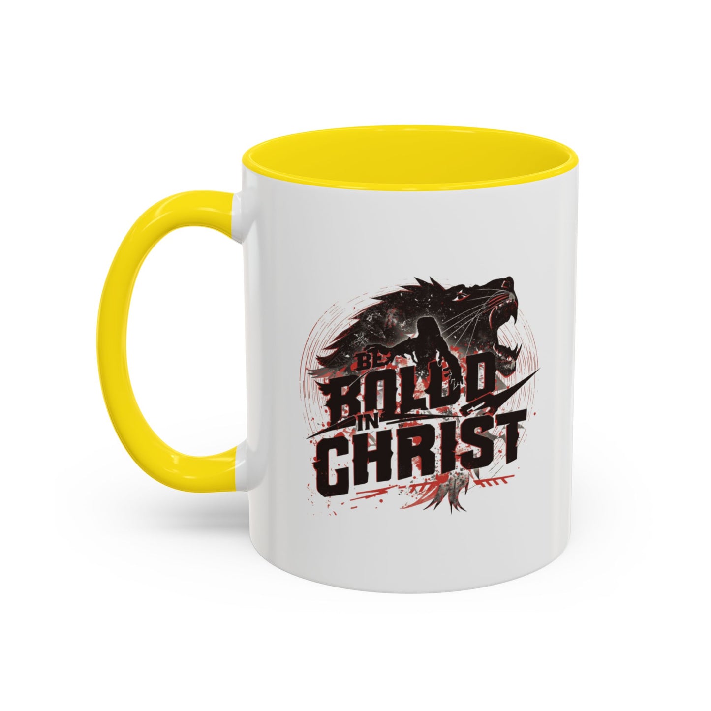 Be Bold In Christ mug | Christian wolf graphic, black accented coffee mug