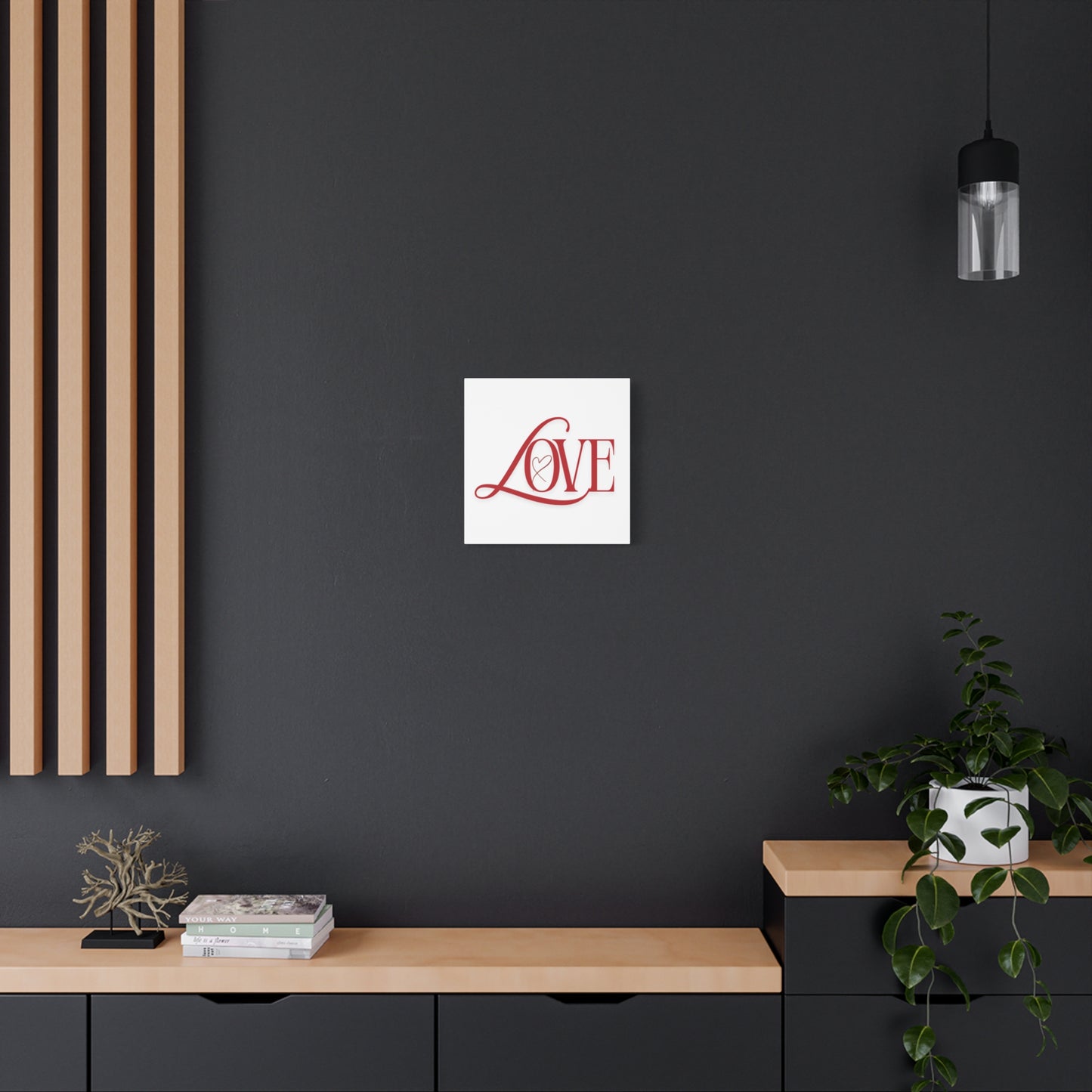 Red Script LOVE with Heart Canvas