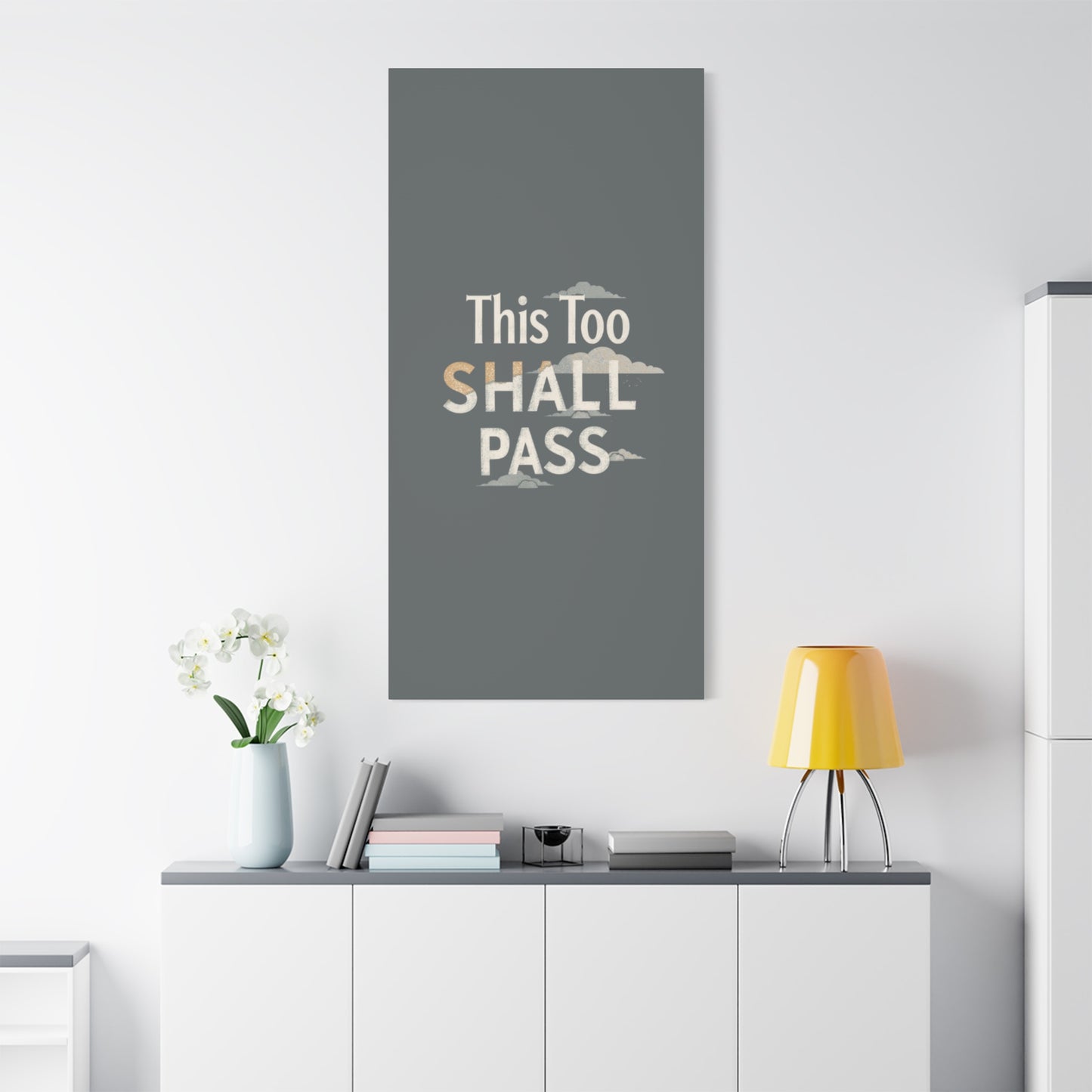 This Too Shall Pass Matte Canvas Print, Stretched Wall Art | Calming Hand-Lettered Typography
