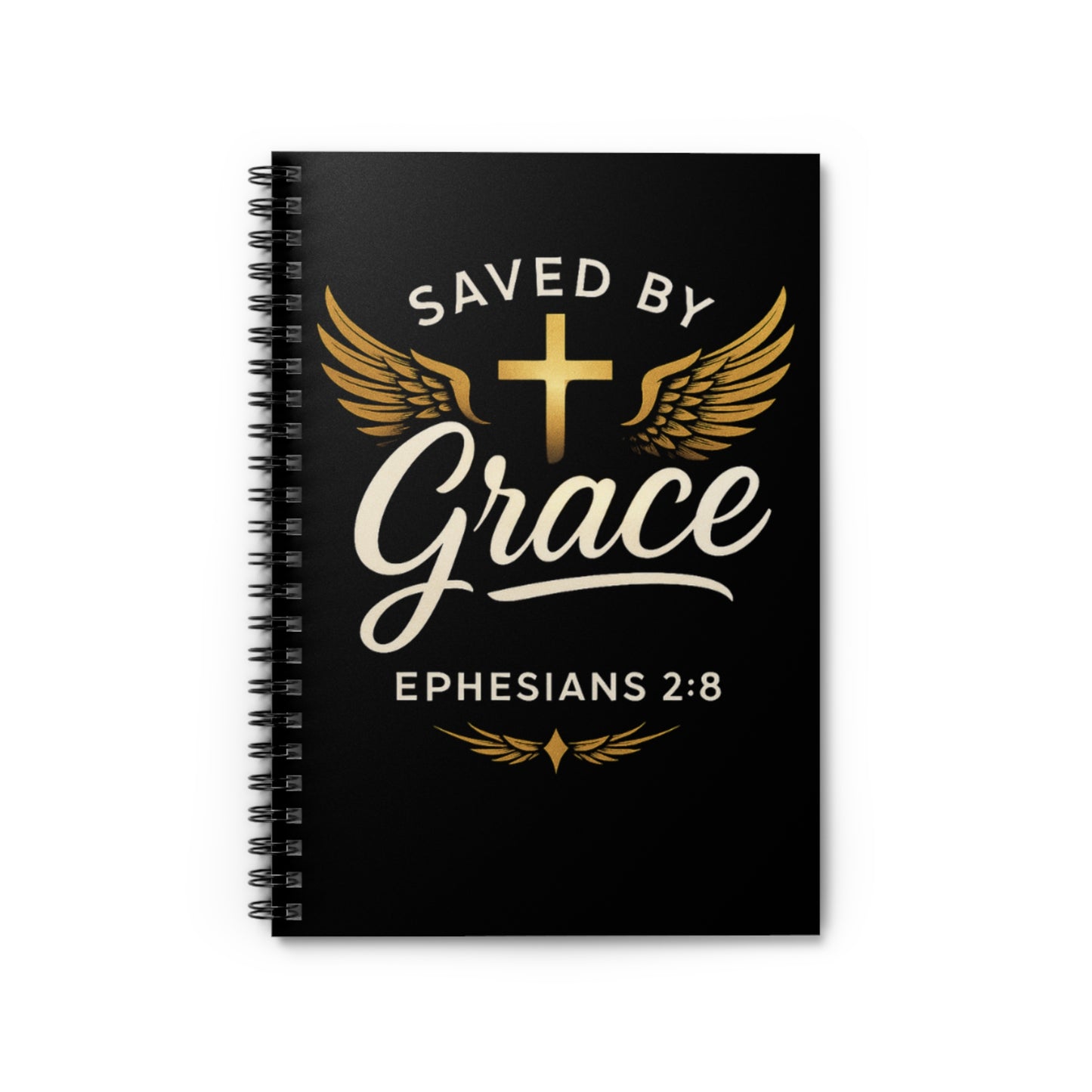 Saved by Grace Spiral Notebook - Inspirational Christian Journal, Perfect for Gifts, Bible Study, Worship Notes, Ephesians 2:8