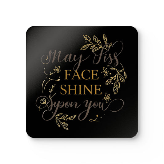 May His Face Shine Upon You Cork Coaster, Religious Blessing Drink Coaster
