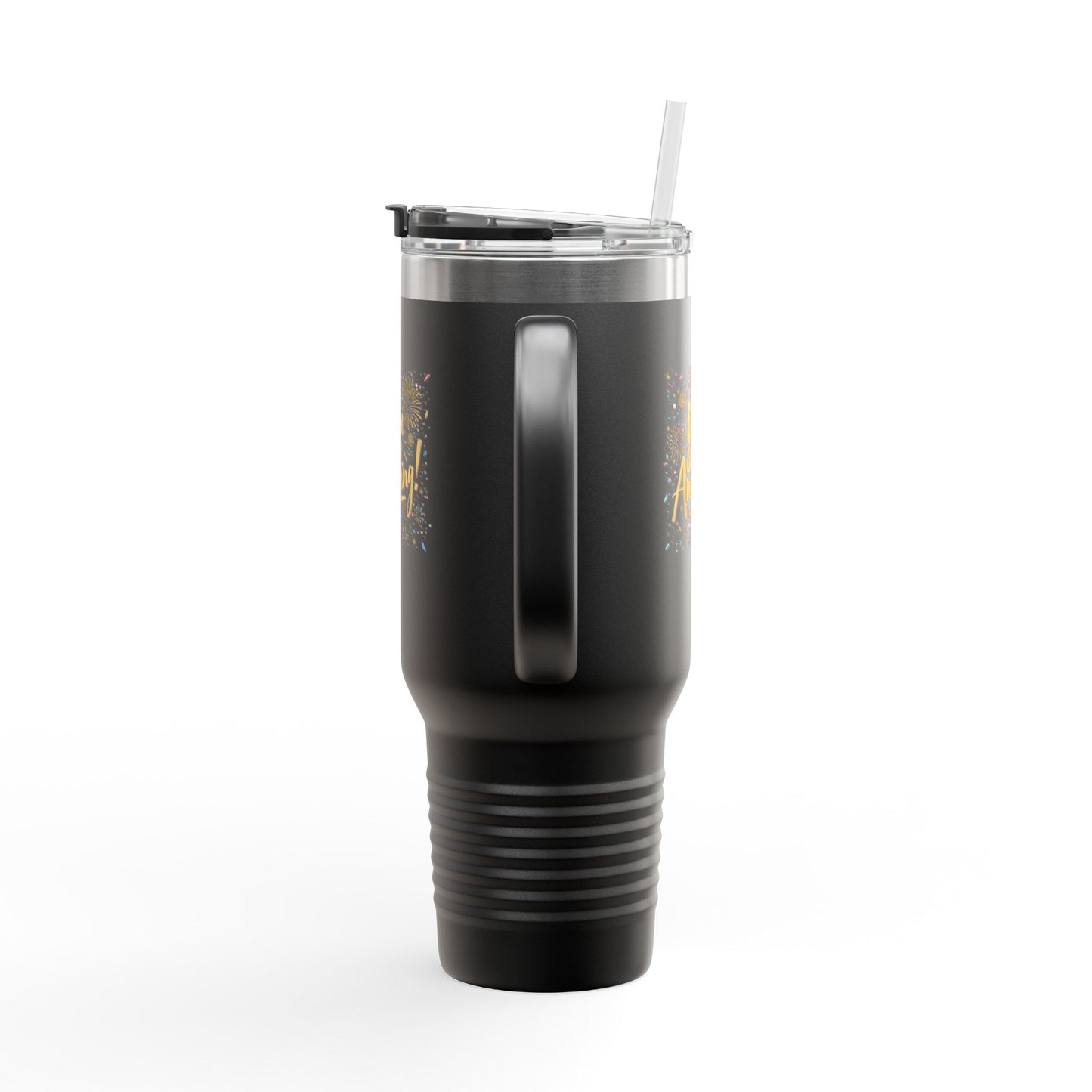Insulated 40oz Travel Mug, Matte Powder-Coated Stainless Steel | Ergonomic Handle, Leak-Resistant Lid