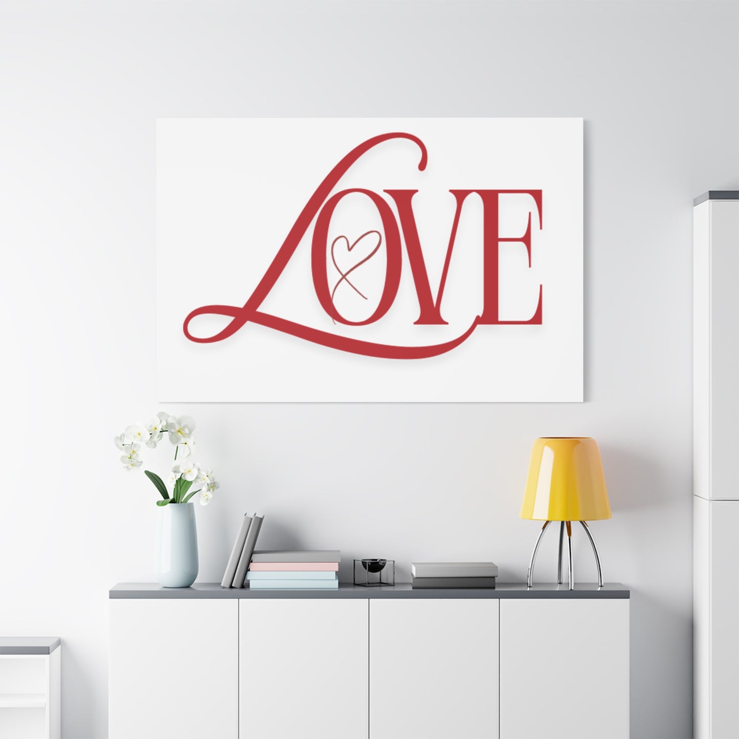 Red Script LOVE with Heart Canvas