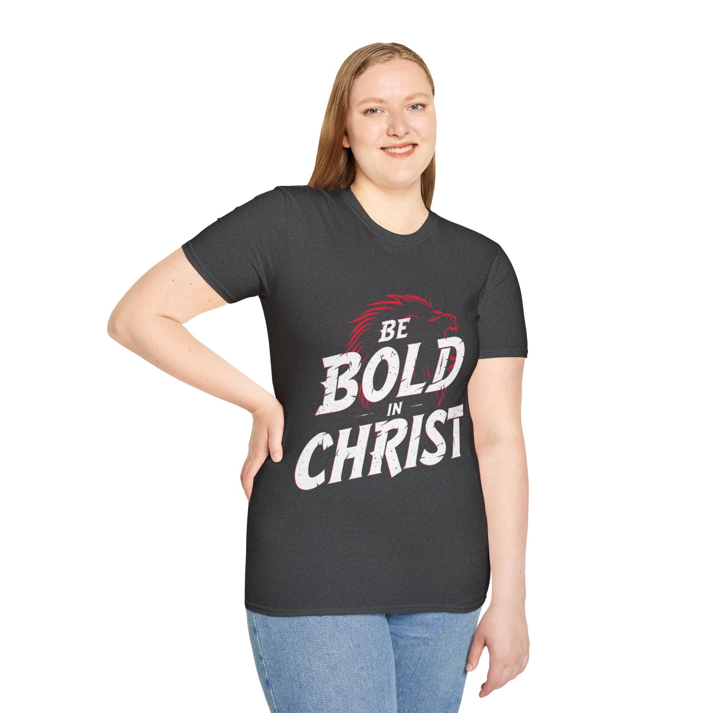 Be Bold in Christ T-Shirt | Christian Faith Tee, Lion Silhouette Typography