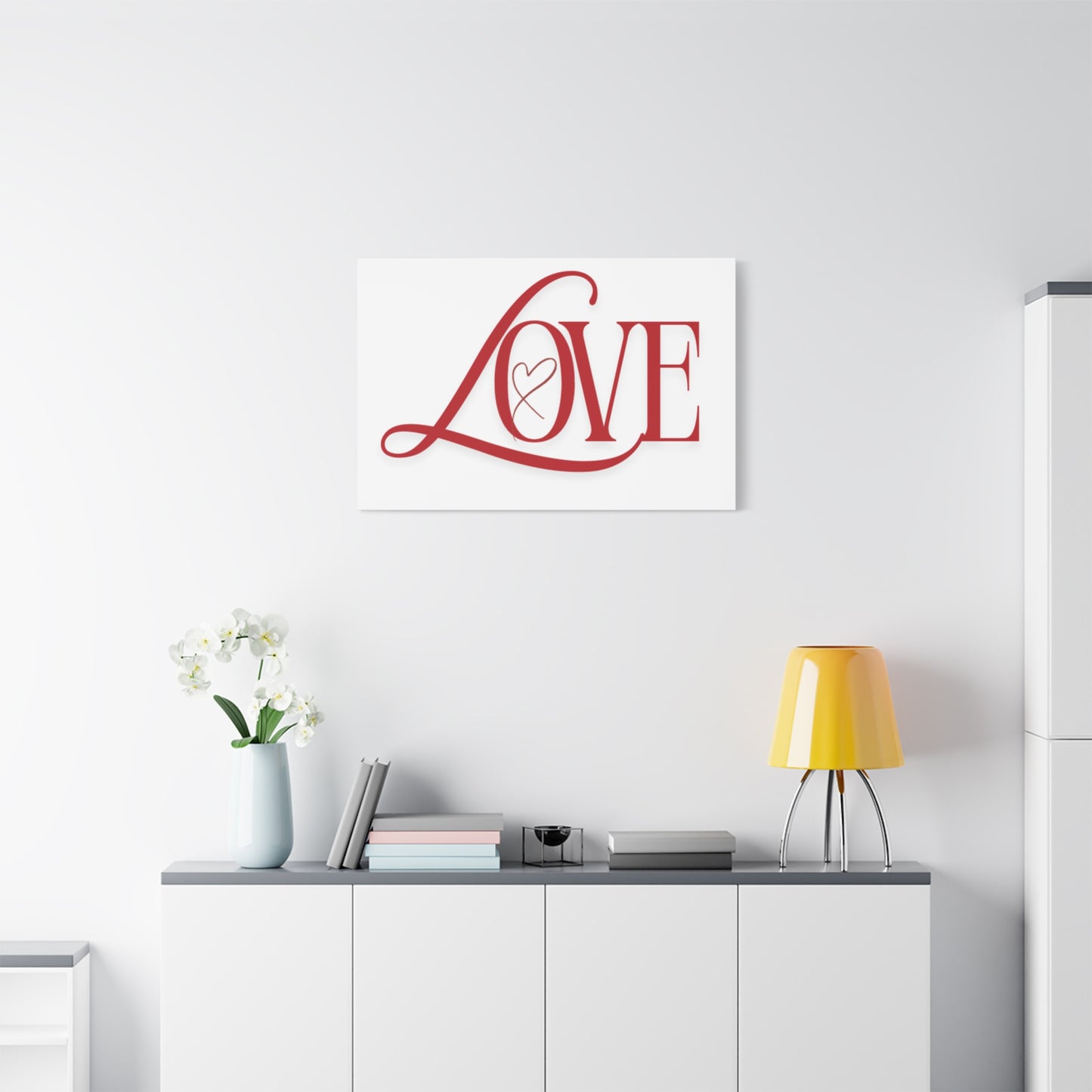 Red Script LOVE with Heart Canvas