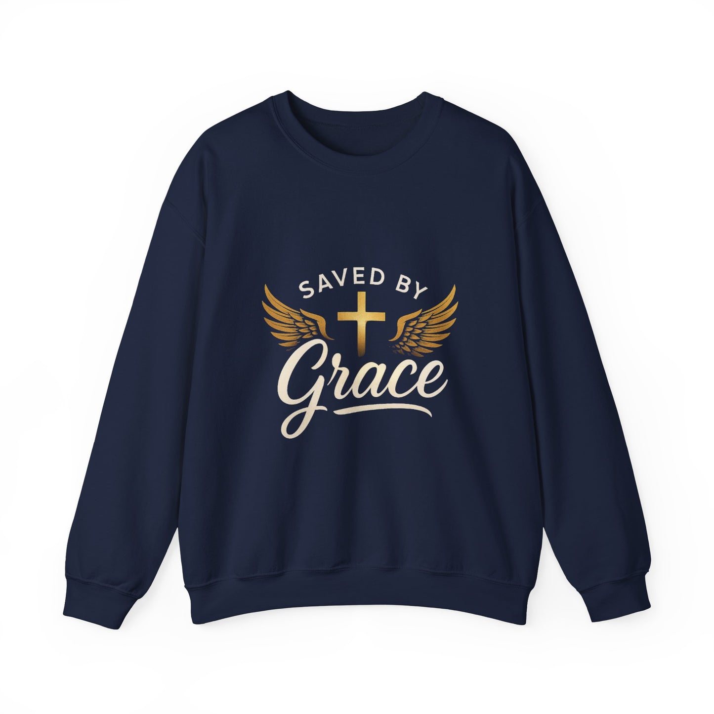 Faith-Inspired Unisex Crewneck Sweatshirt, Saved by Grace, Christian Apparel, Religious Gift, Inspirational Clothing, Cozy and Comfortable