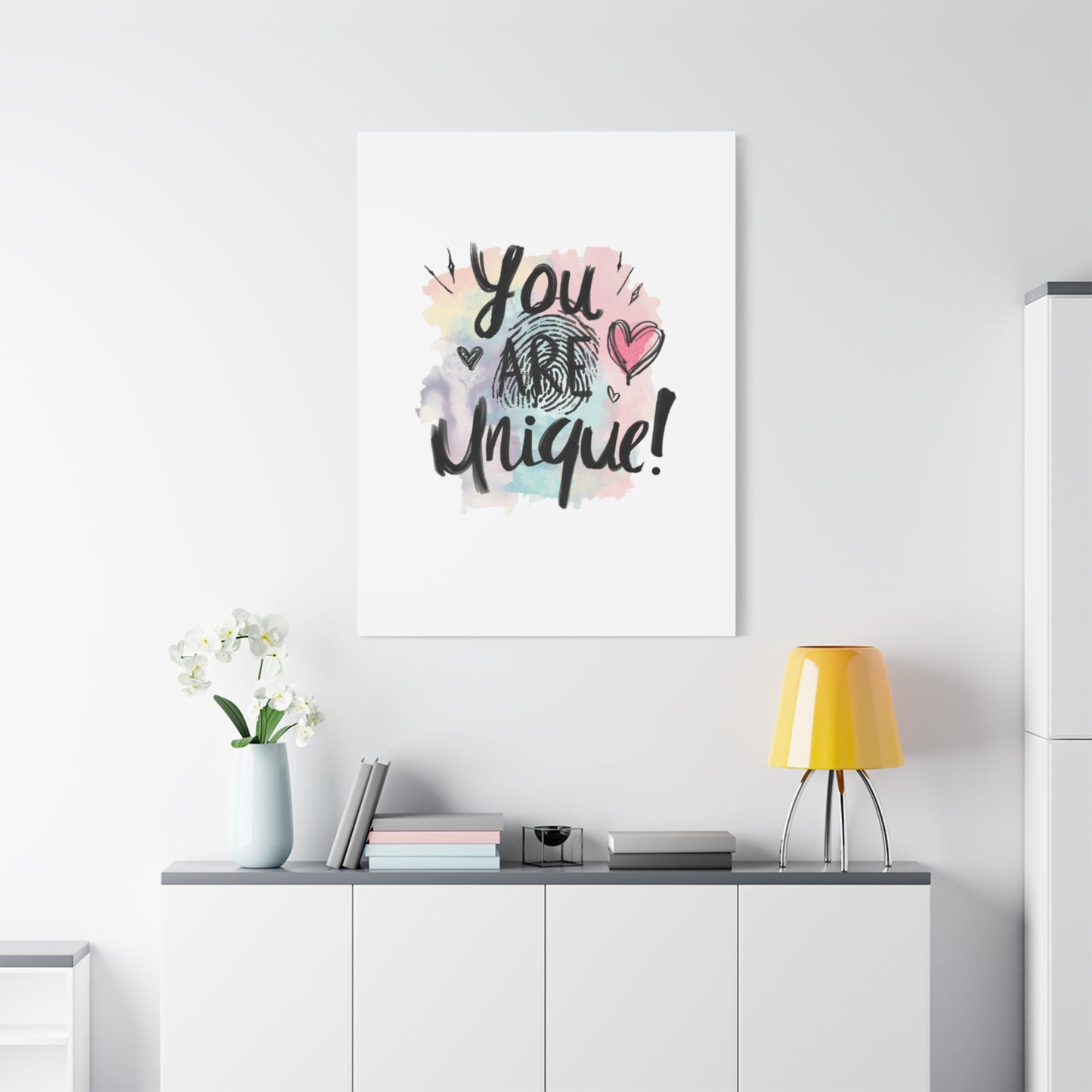 You Are Unique fingerprint heart canvas