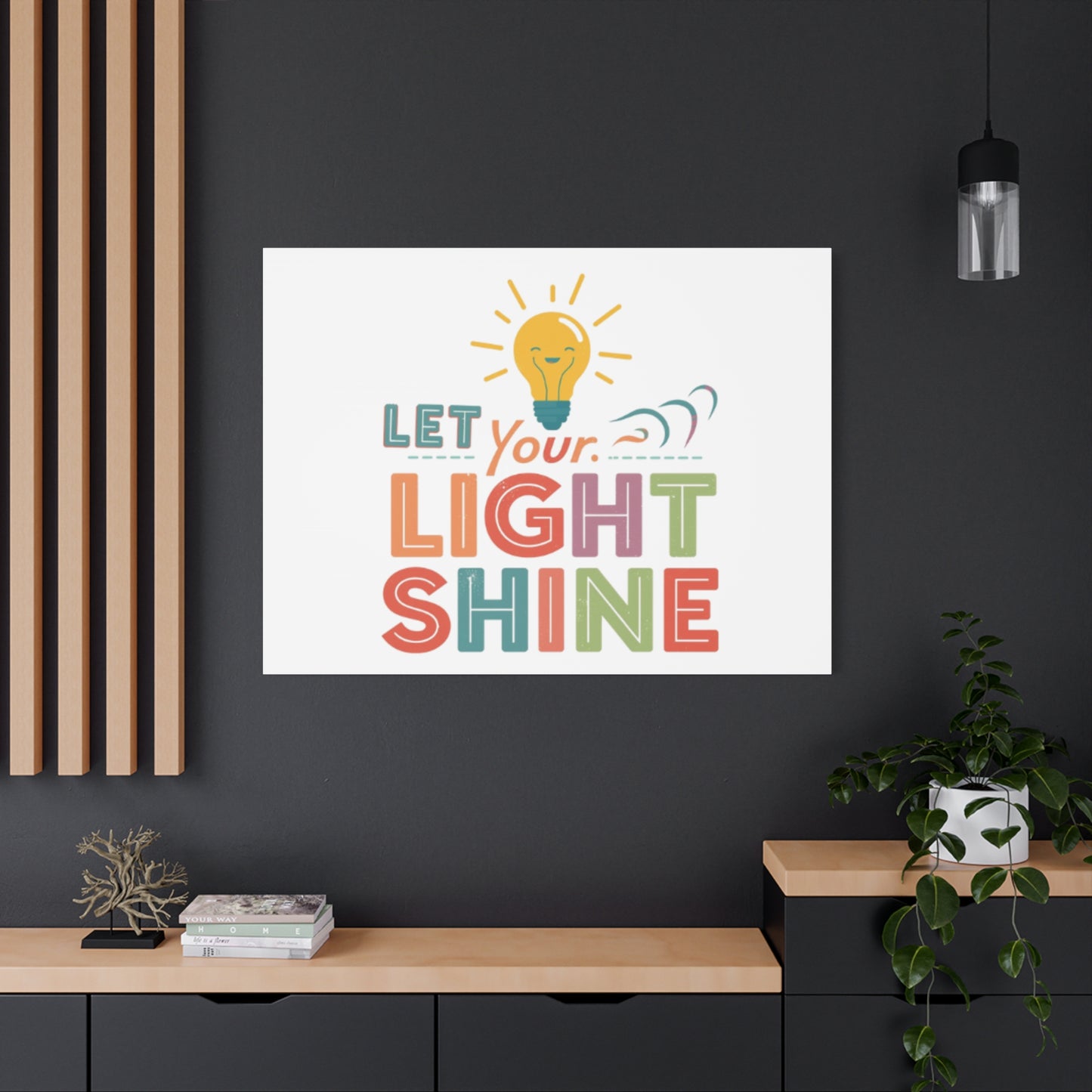 Let Your Light Shine Canvas Print | Smiling Lightbulb Wall Art