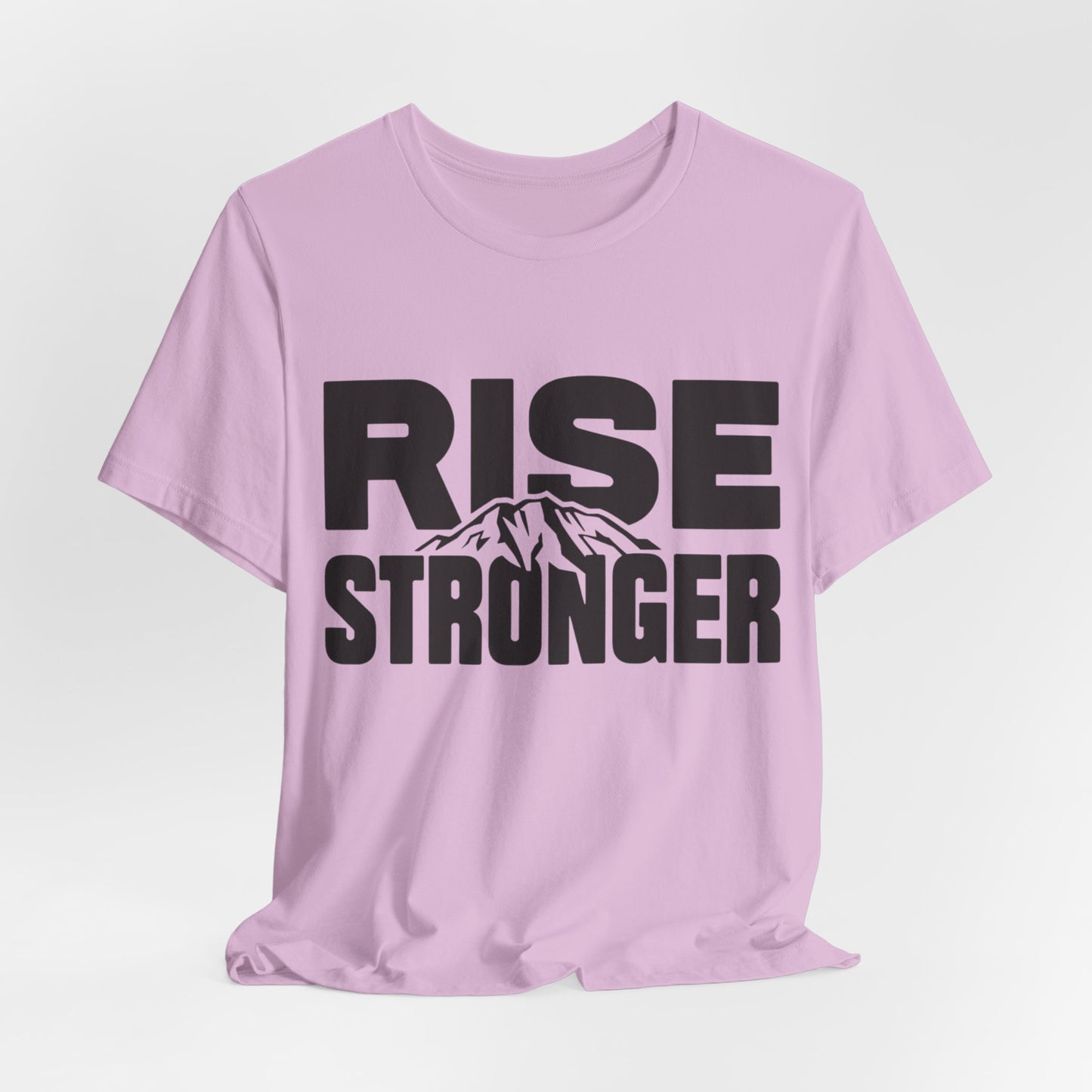 Rise Stronger Mountain Graphic Tee | Motivational Typography Shirt