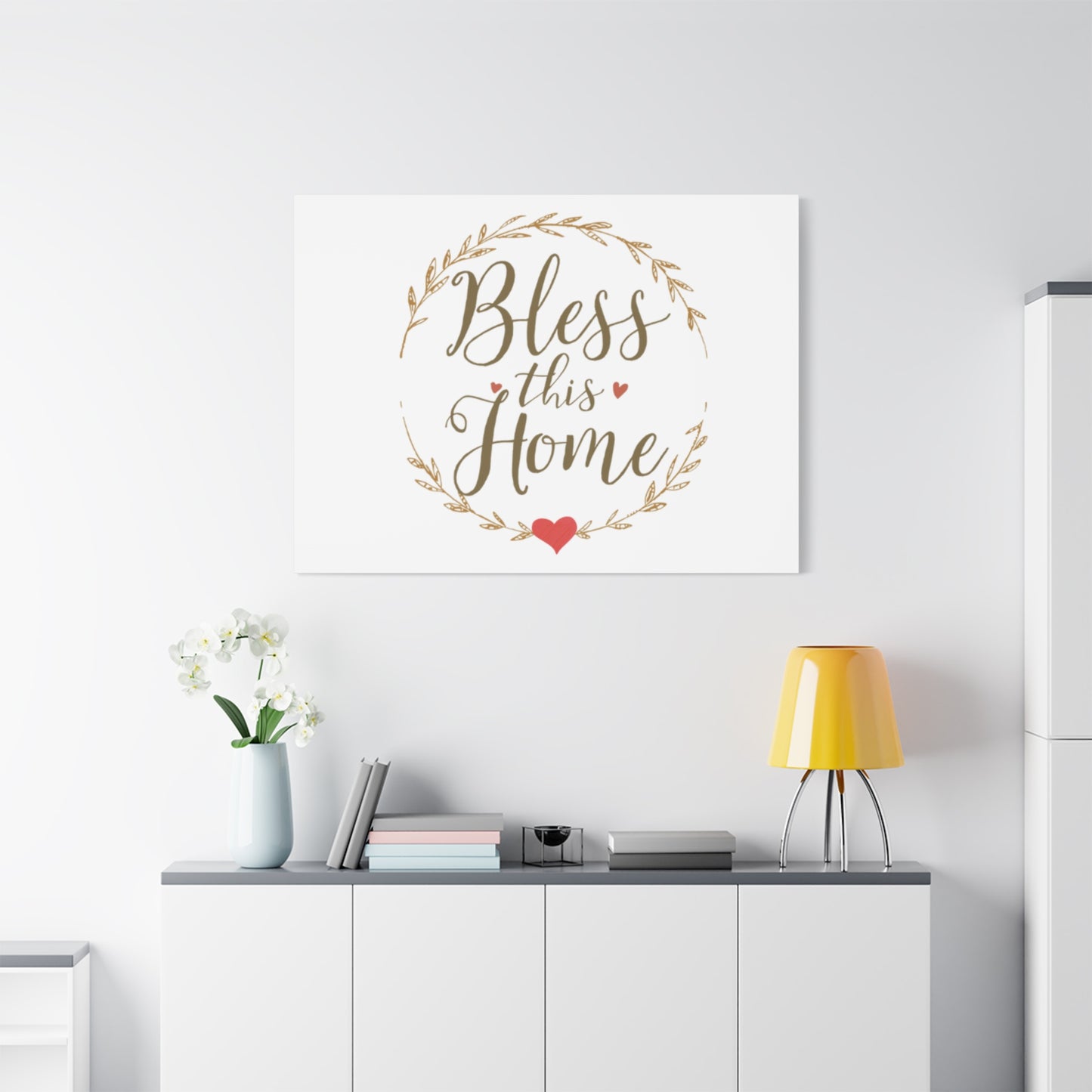 Bless This Home laurel wreath wall art Canvas | Matte Stretched 1.25"