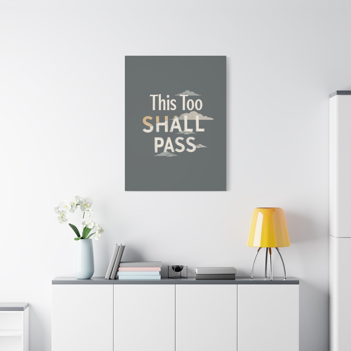 This Too Shall Pass Matte Canvas Print, Stretched Wall Art | Calming Hand-Lettered Typography