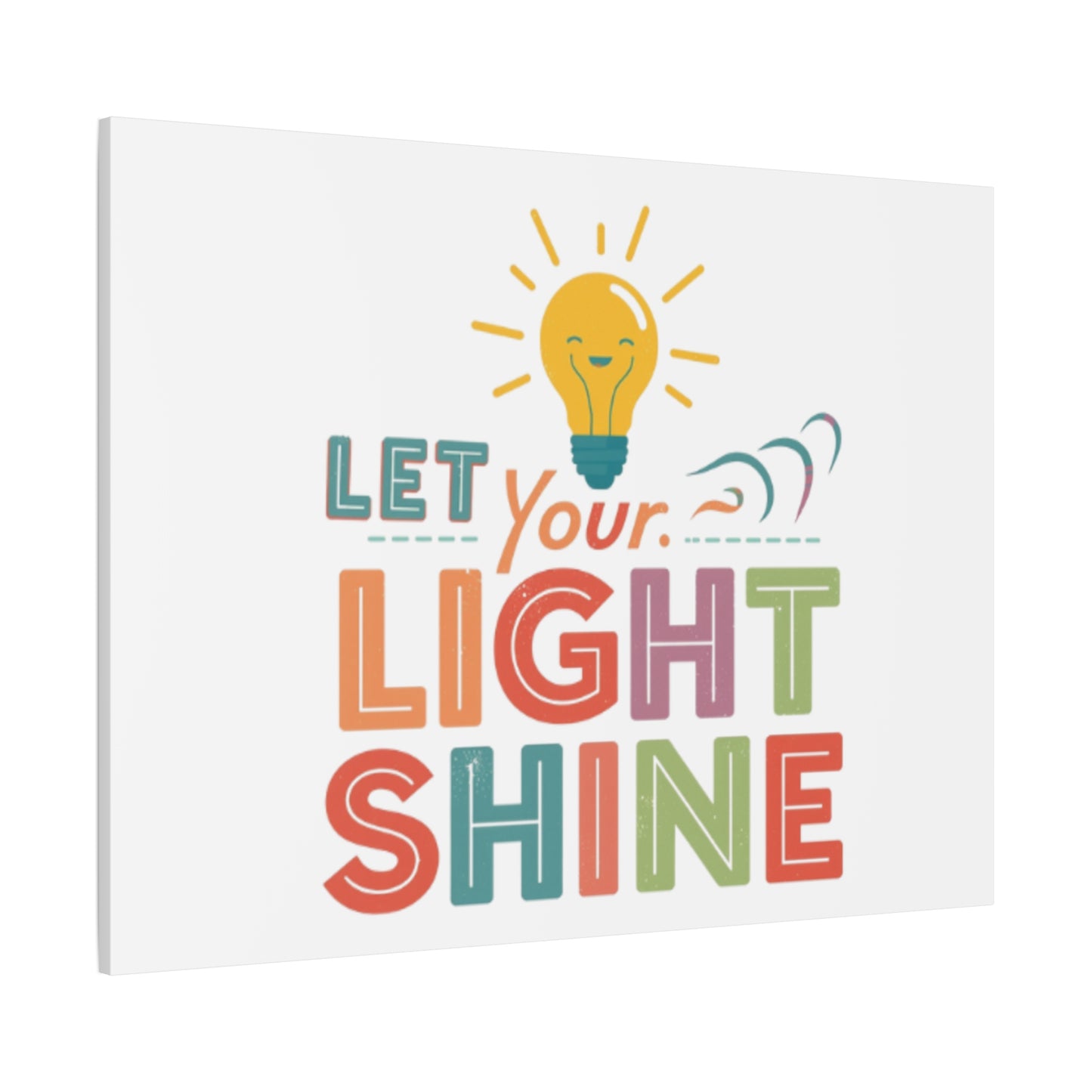 Let Your Light Shine Canvas Print | Smiling Lightbulb Wall Art