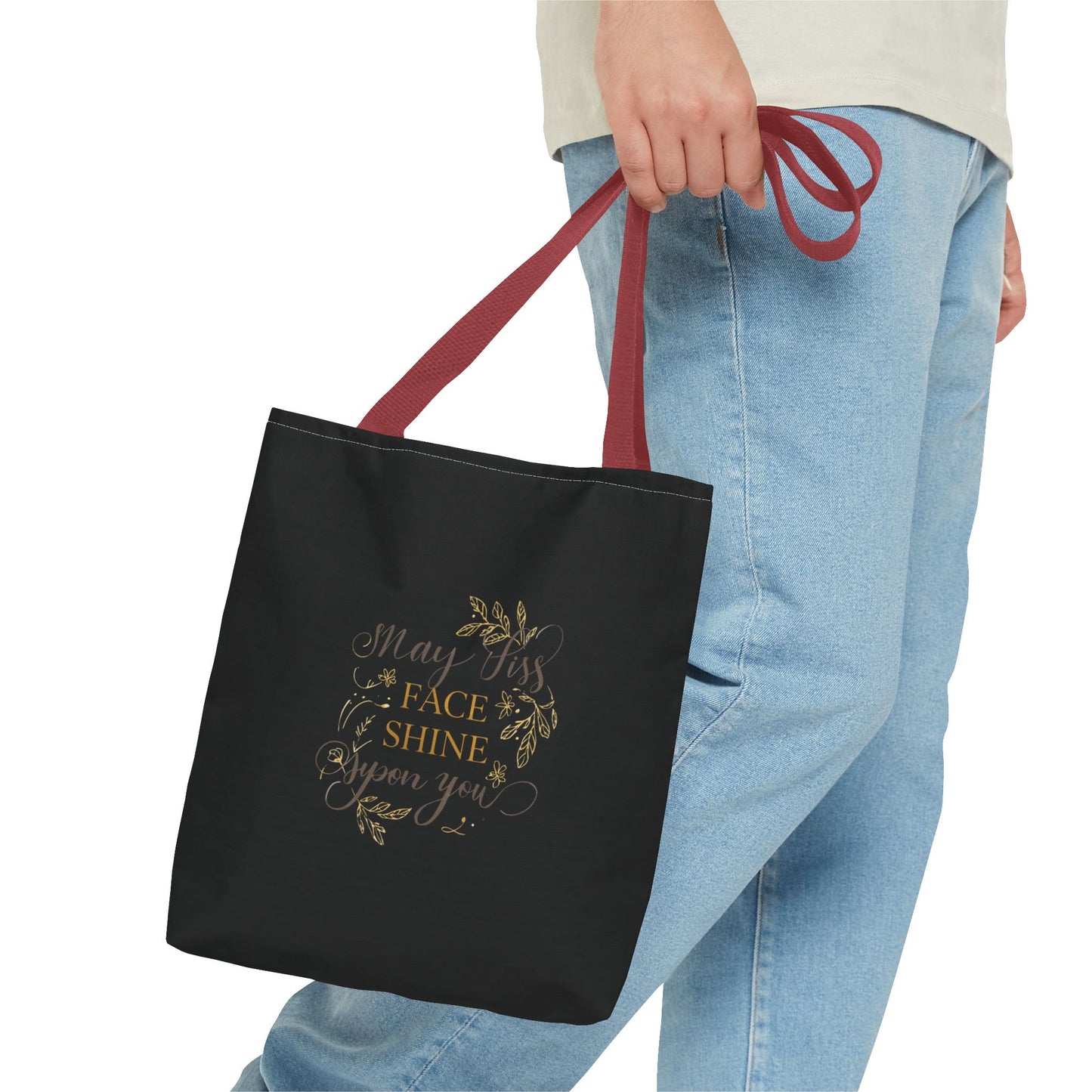 Gold Botanical Lettering Tote Bag | Structured Polyester Market Bag