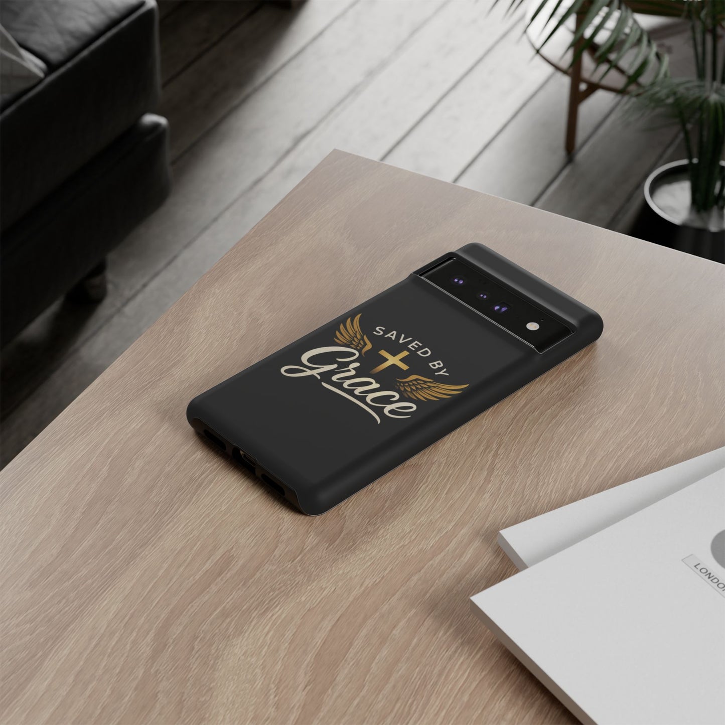 Christian Phone Case - Saved by Grace Design, Unique Gift for Believers, Inspirational Accessory, Stylish Christian Decor