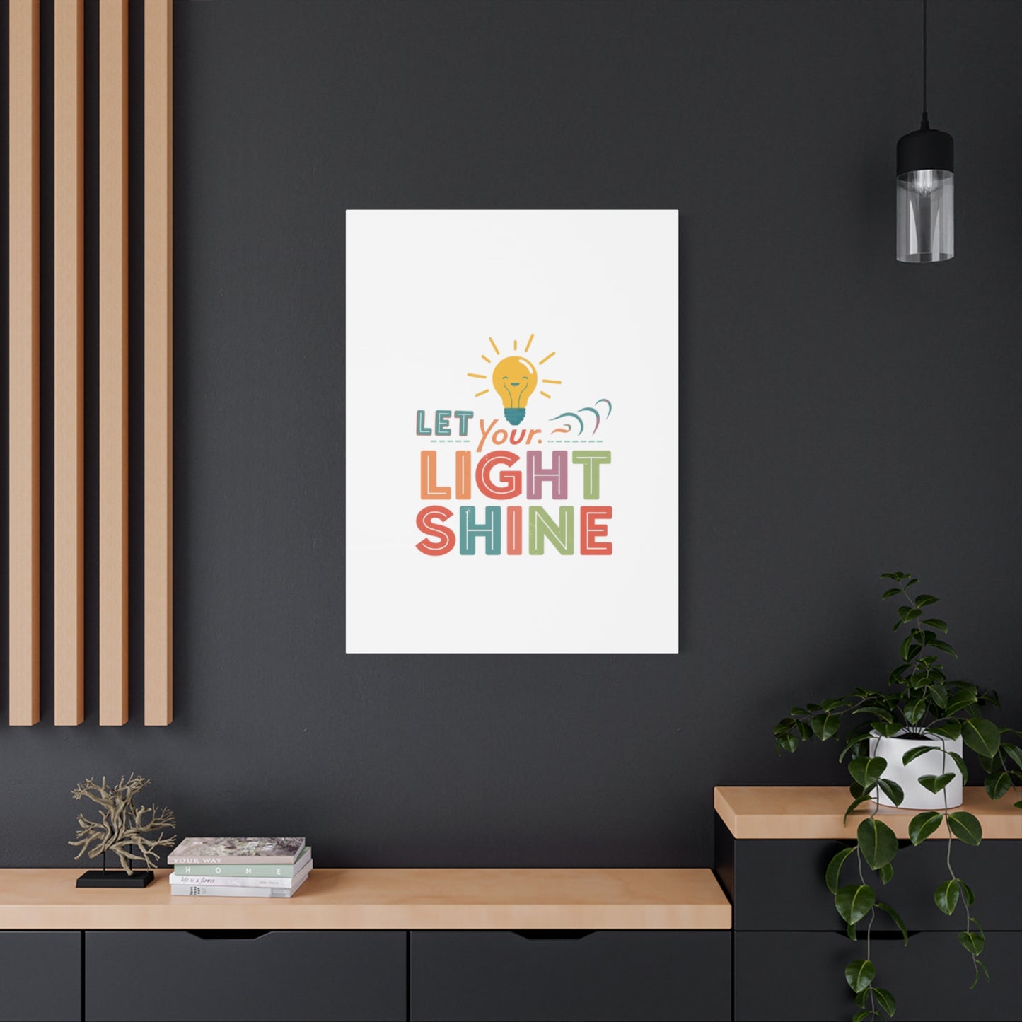 Let Your Light Shine Canvas Print | Smiling Lightbulb Wall Art